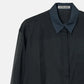 Sheer Shirt w/Contrast Collar