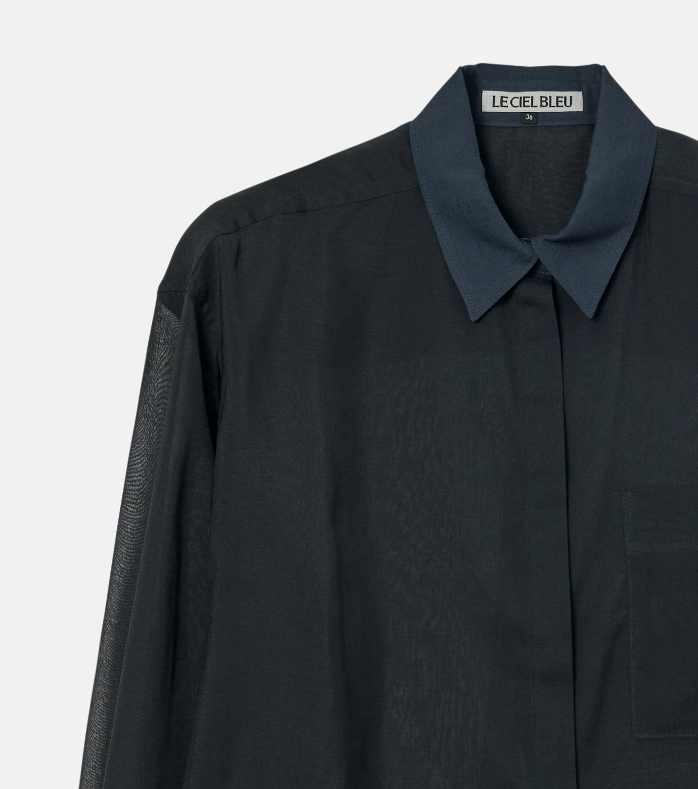 Sheer Shirt w/Contrast Collar