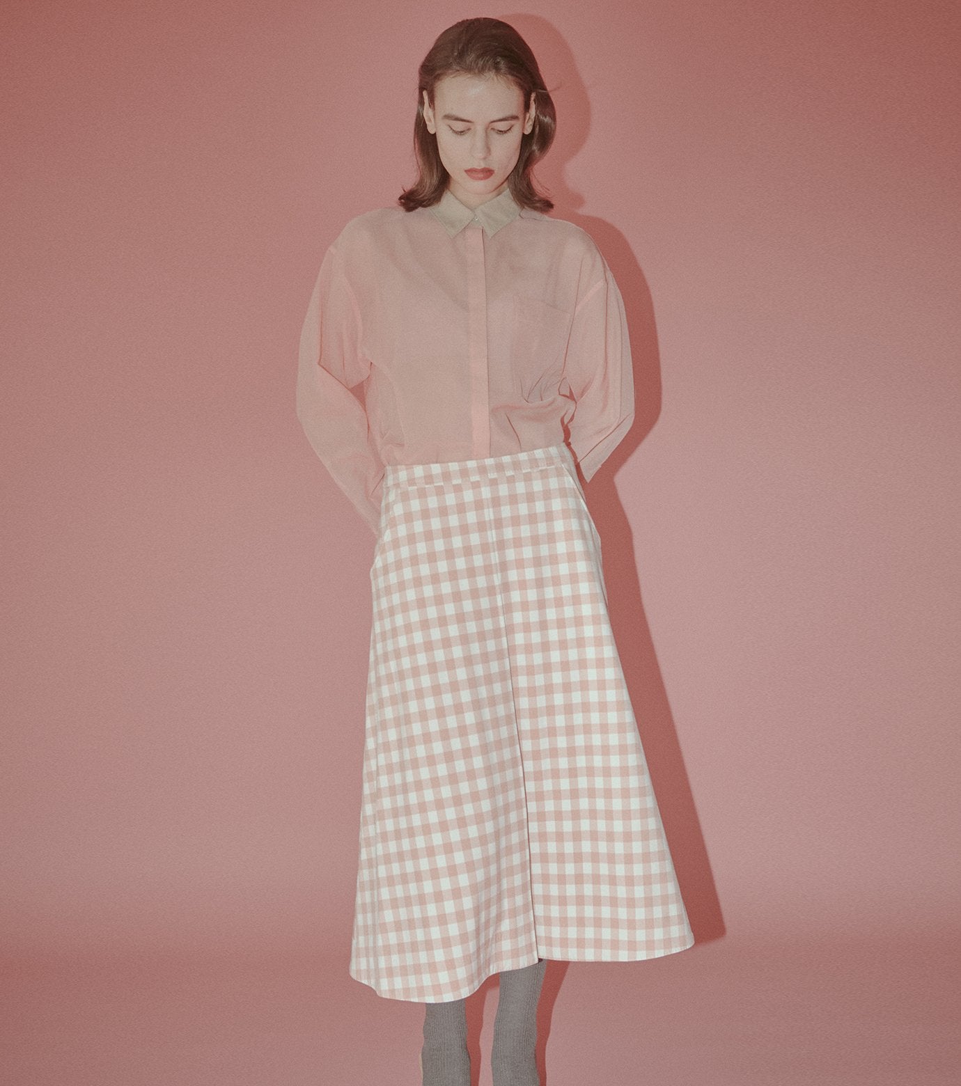Sheer Shirt w/Contrast Collar