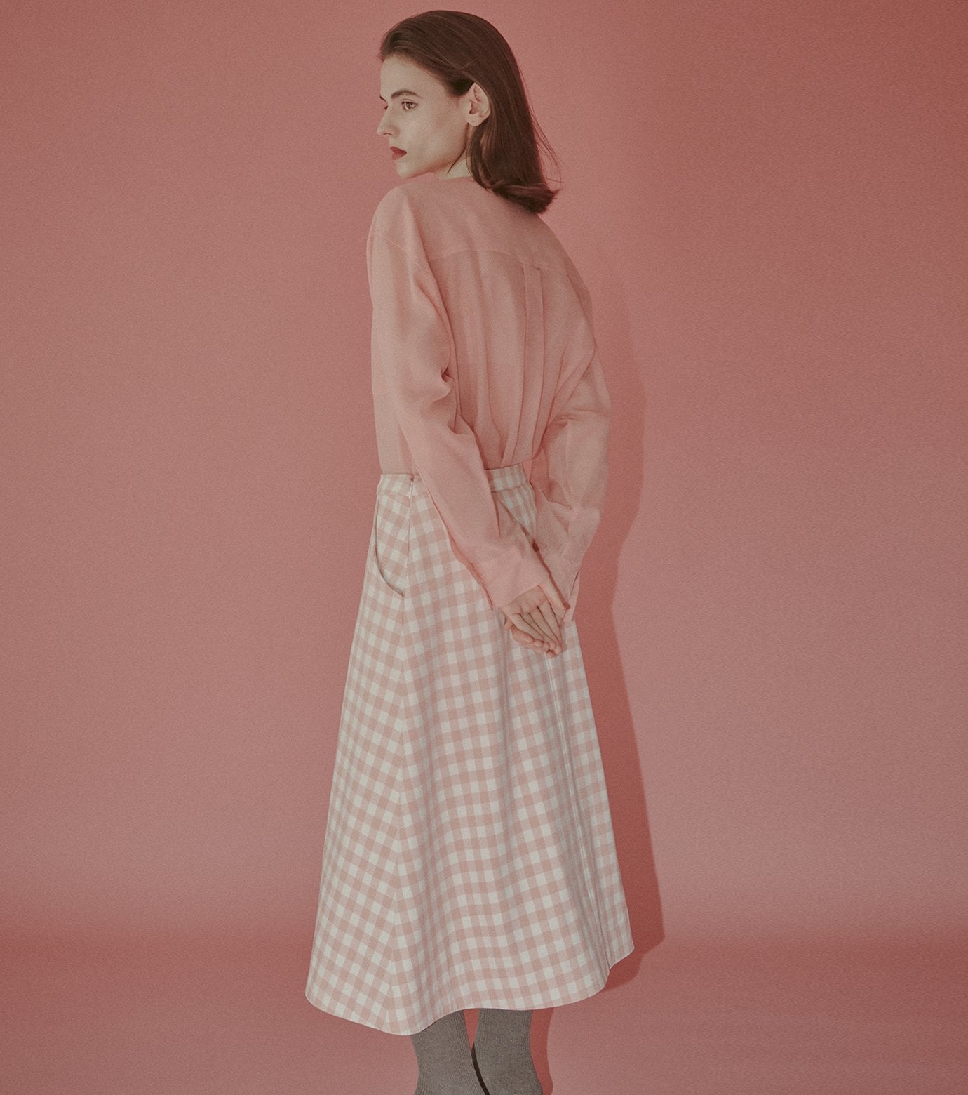 Sheer Shirt w/Contrast Collar