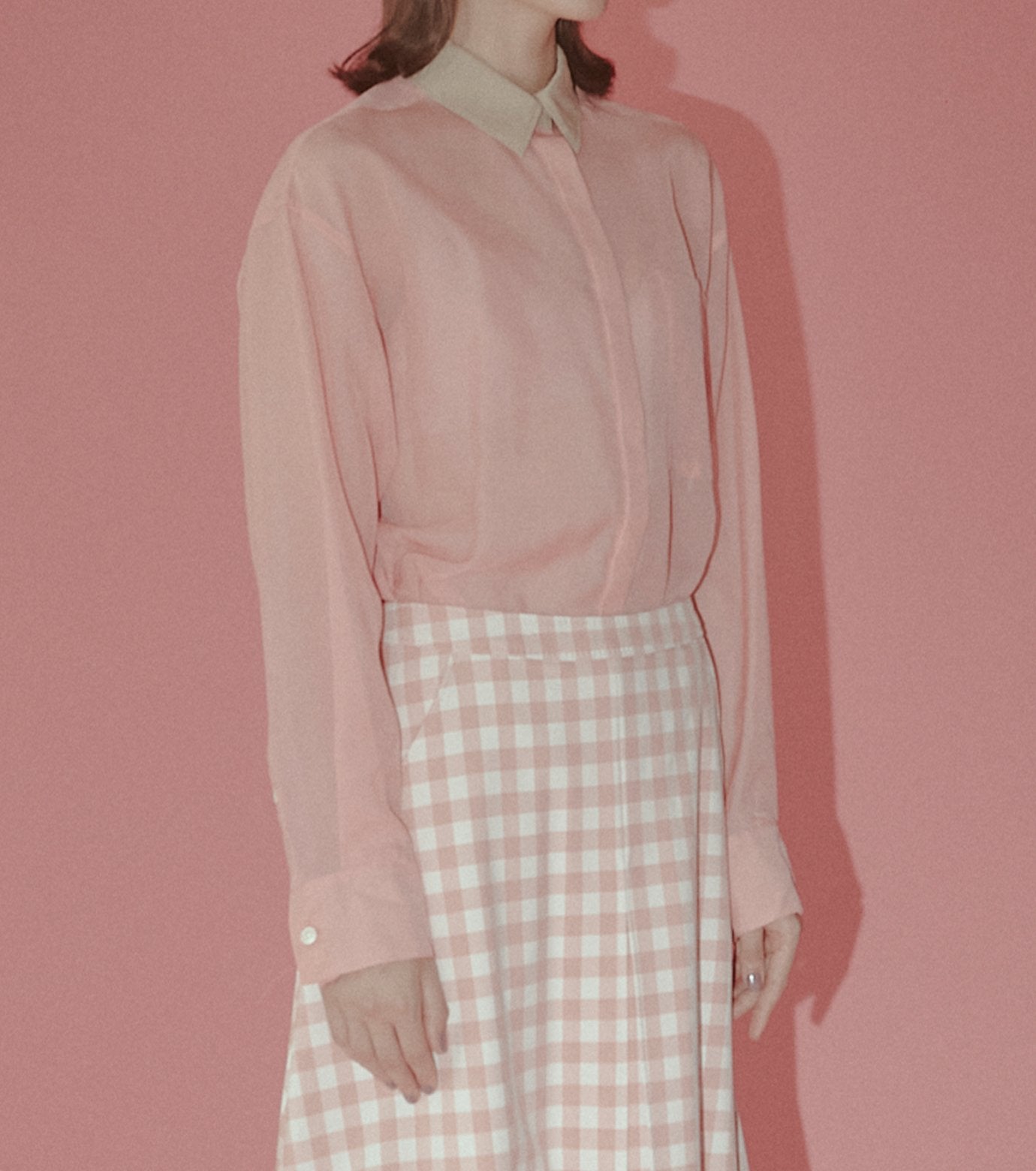 Sheer Shirt w/Contrast Collar