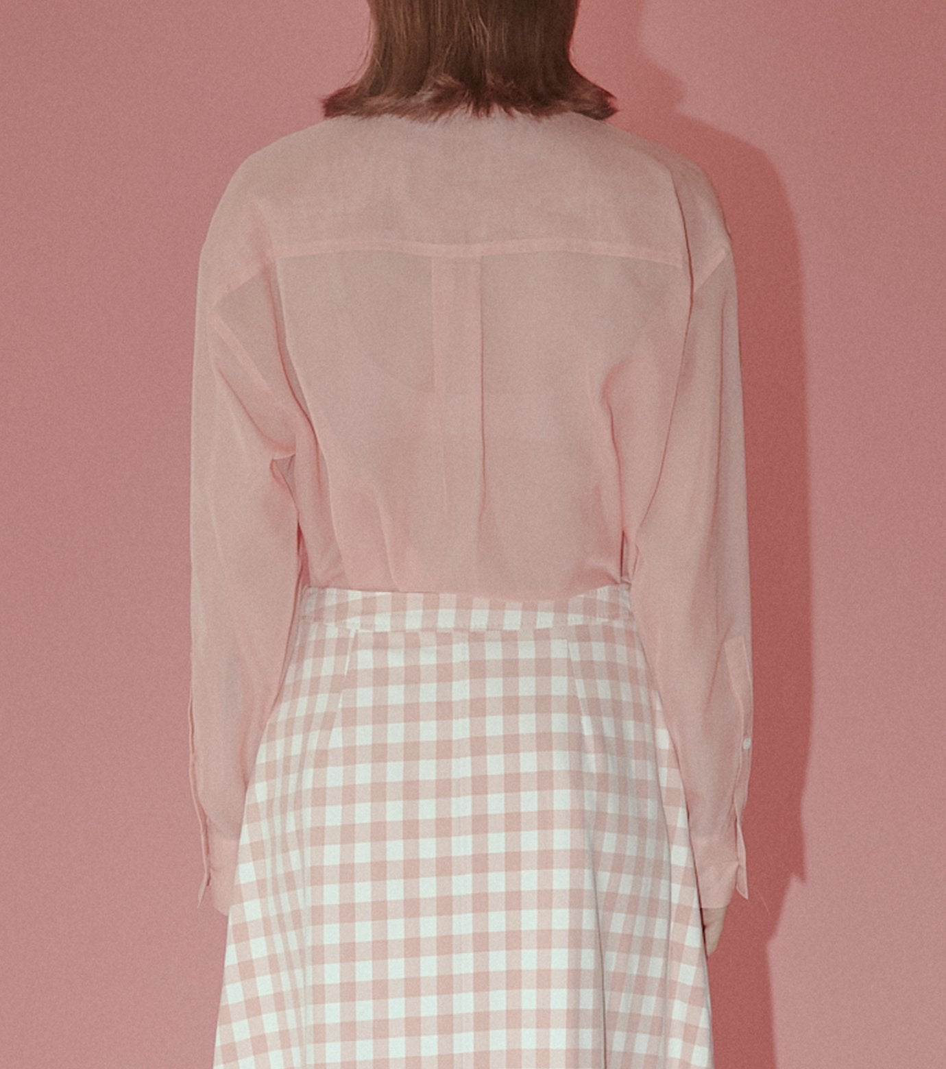 Sheer Shirt w/Contrast Collar