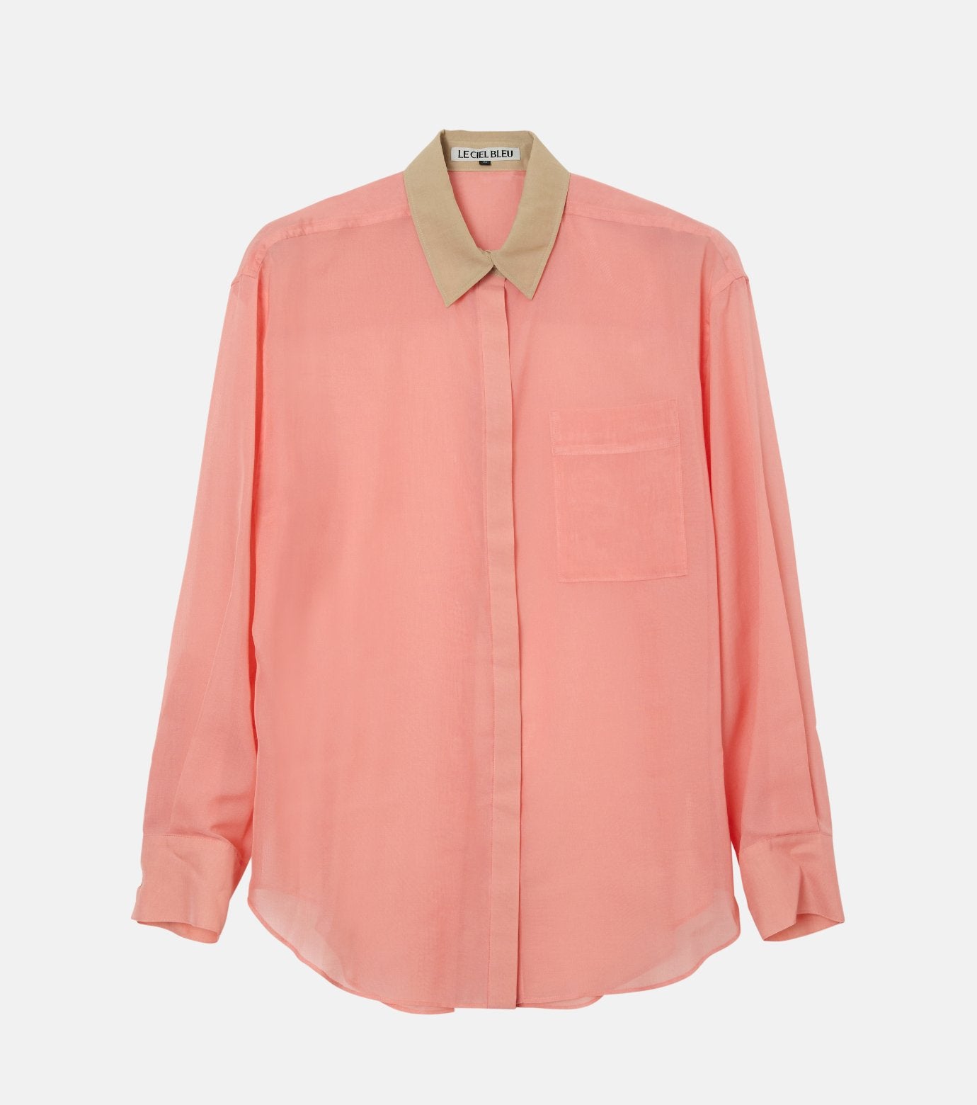 Sheer Shirt w/Contrast Collar