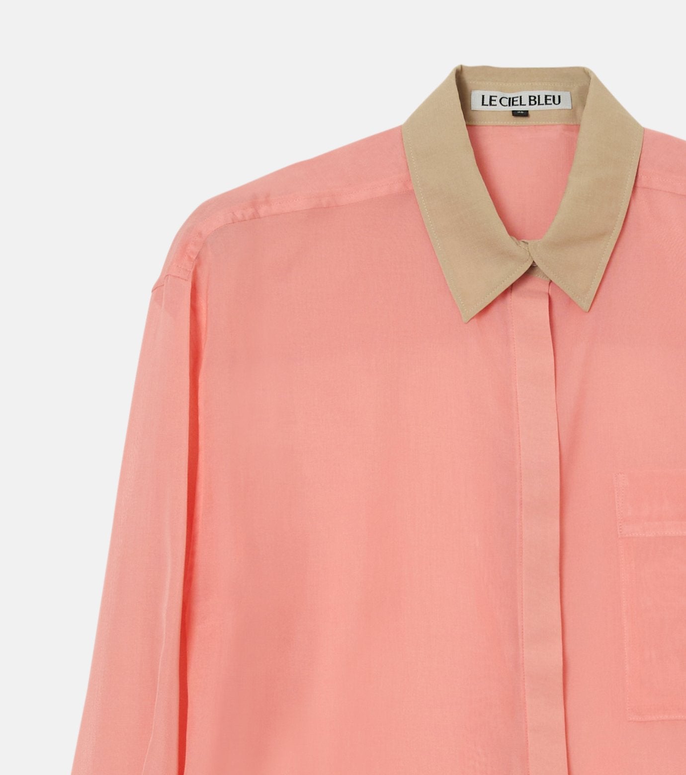 Sheer Shirt w/Contrast Collar