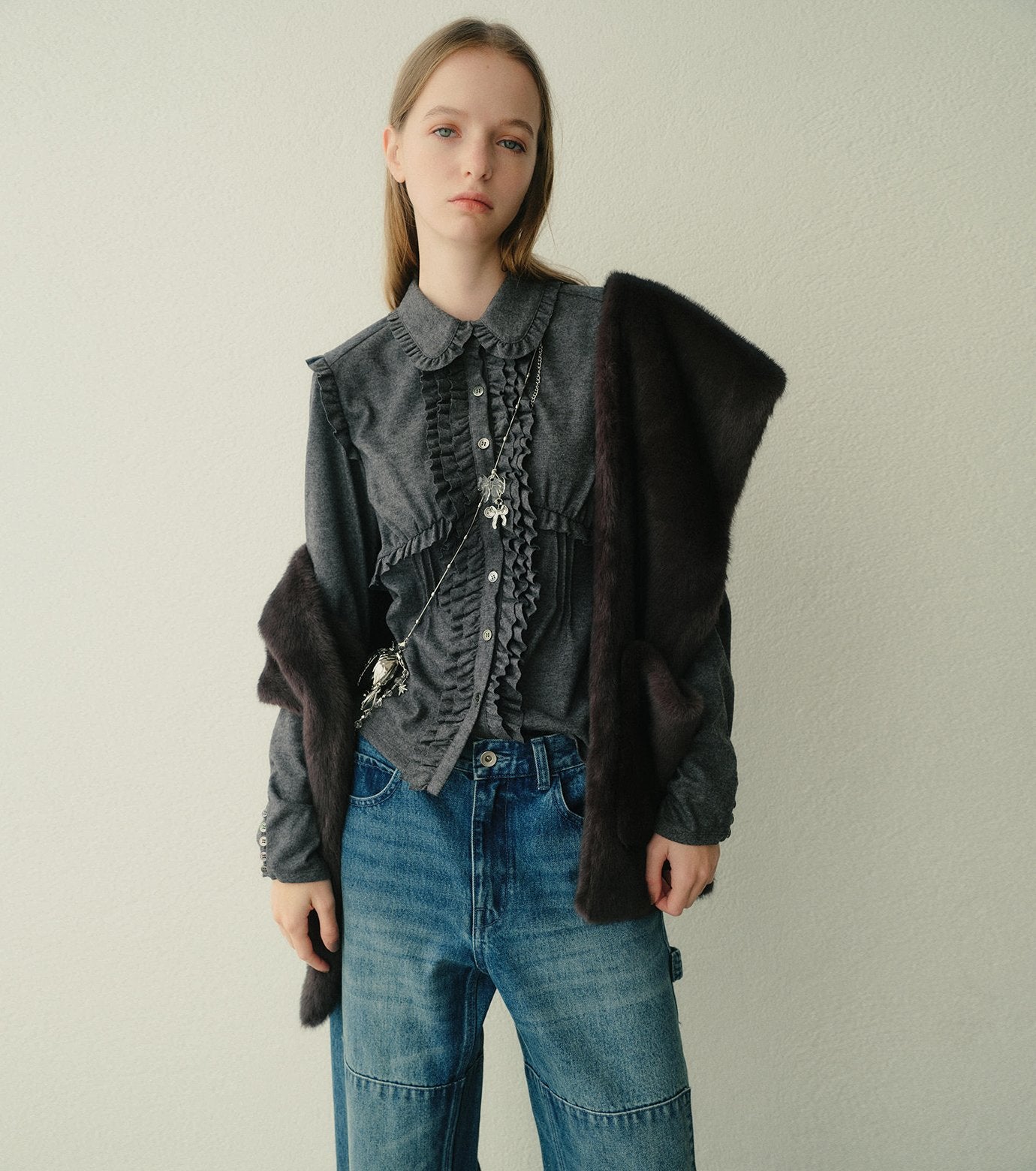Jersey Shirt w/Frilled Details