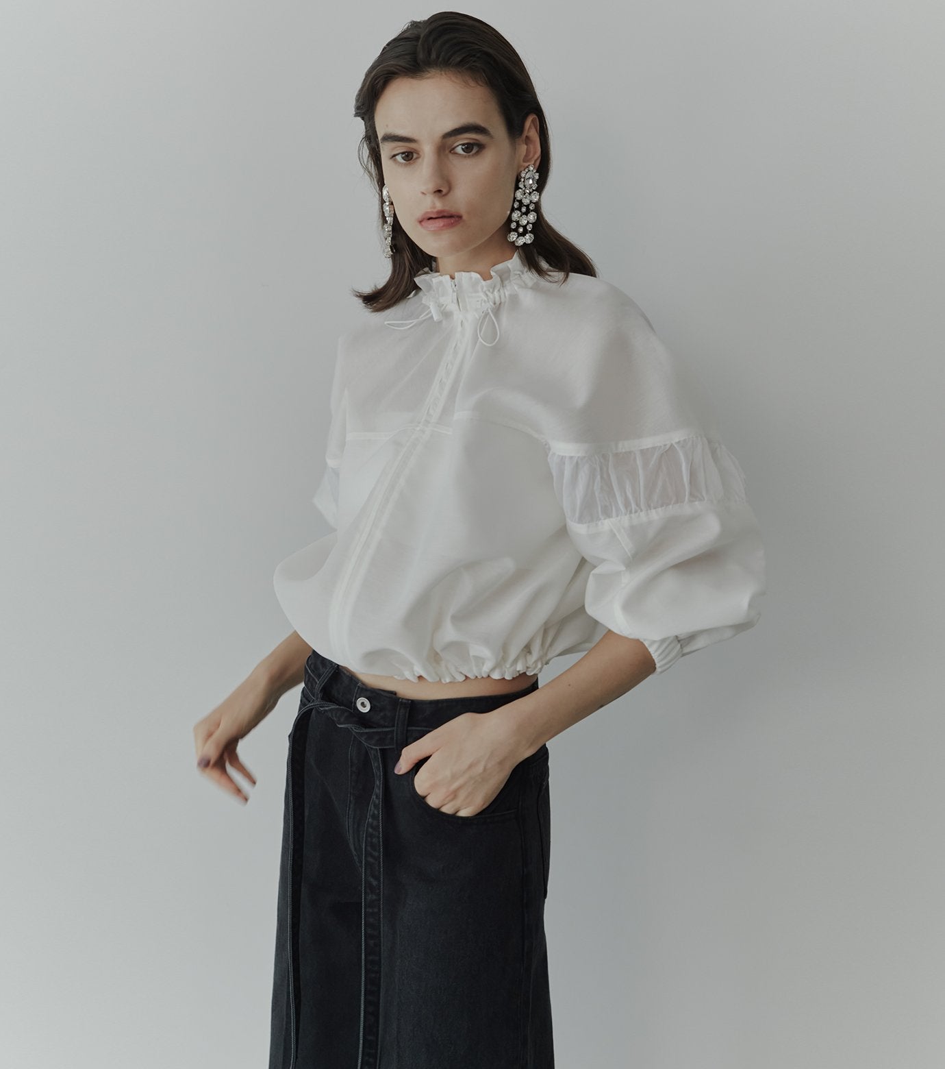 Mixed-Material Zip-Up Blouson