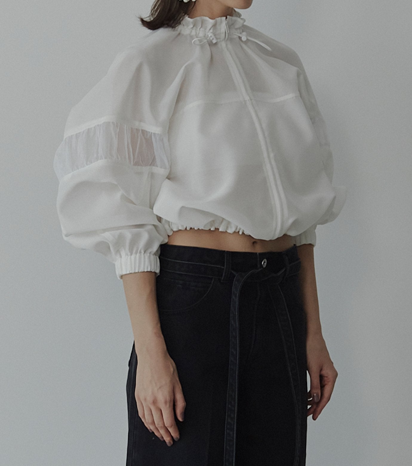 Mixed-Material Zip-Up Blouson