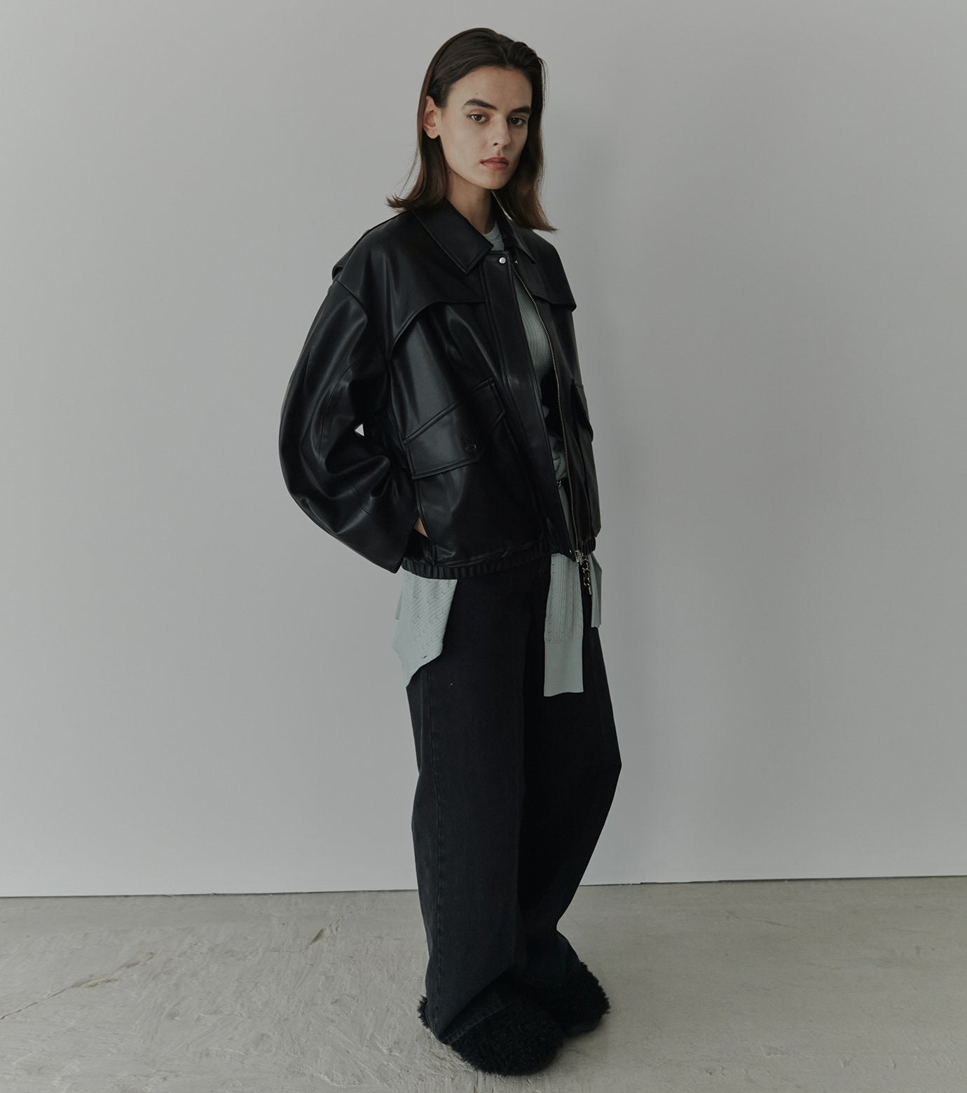 Faux Leather Blouson