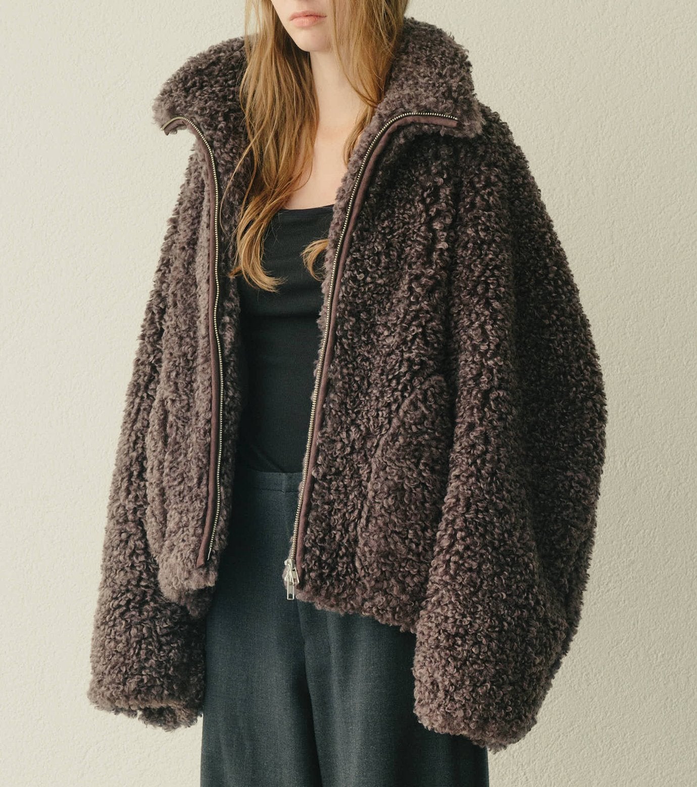 Faux Shearling Zip-Up Blouson