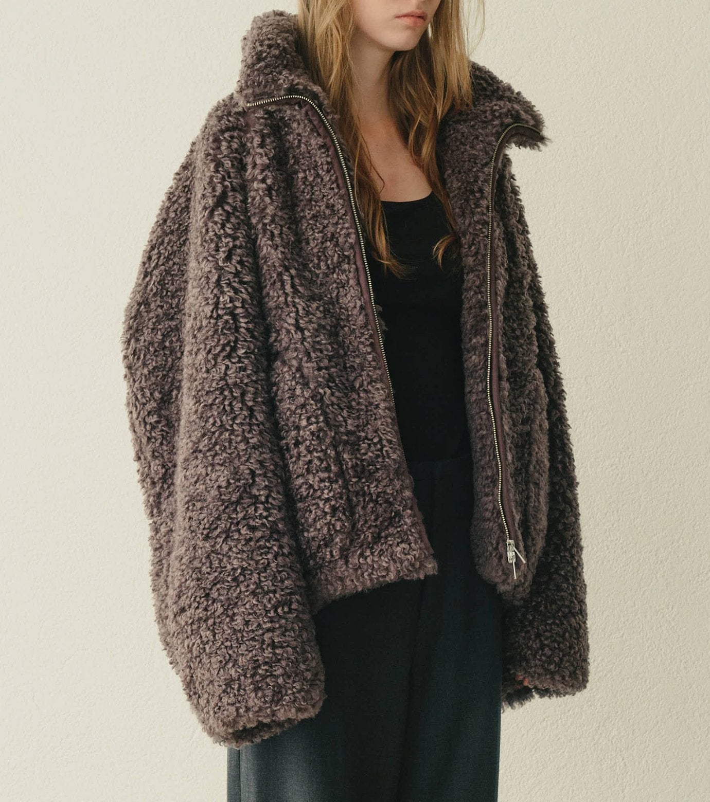 Faux Shearling Zip-Up Blouson