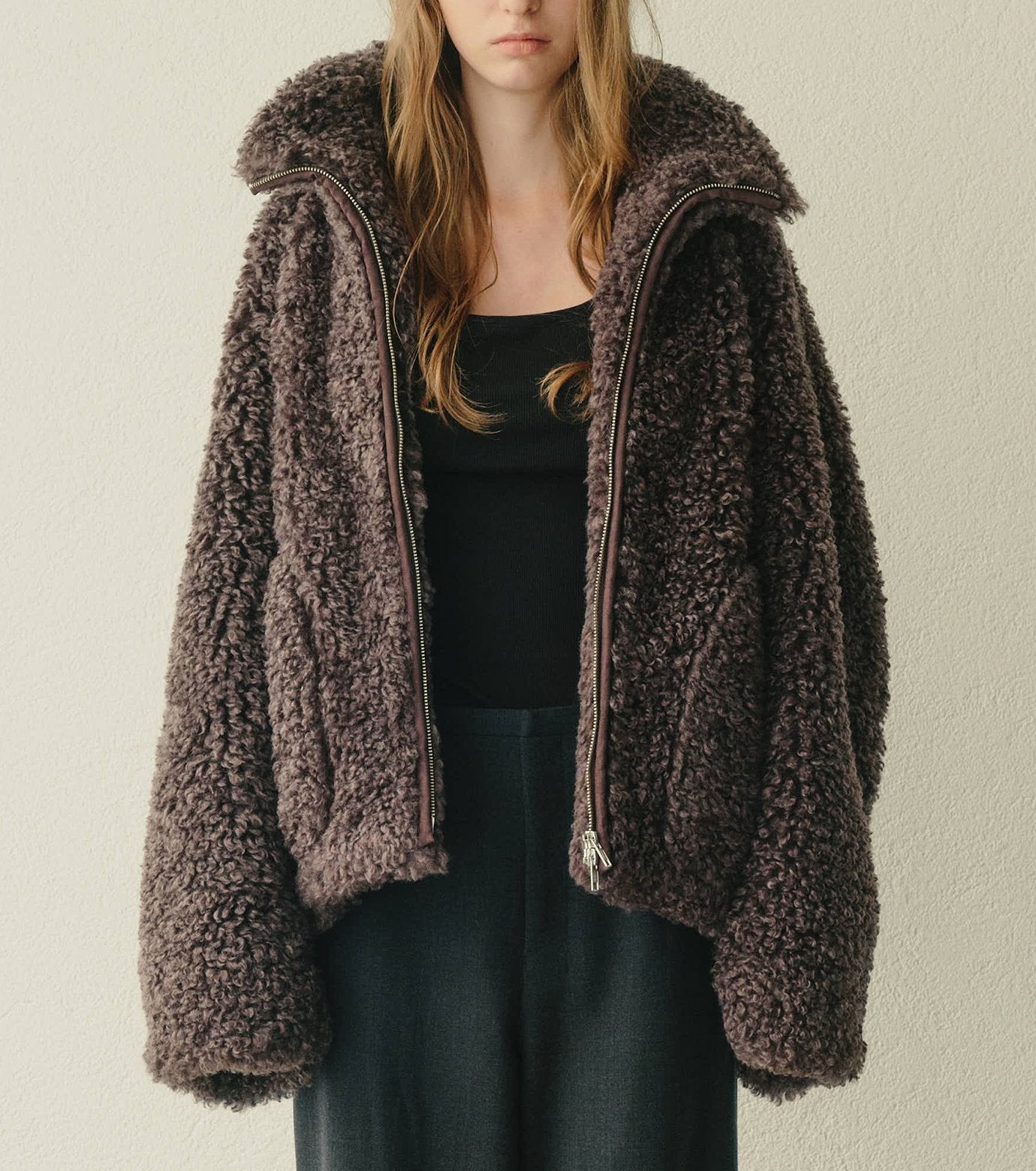 Faux Shearling Zip-Up Blouson