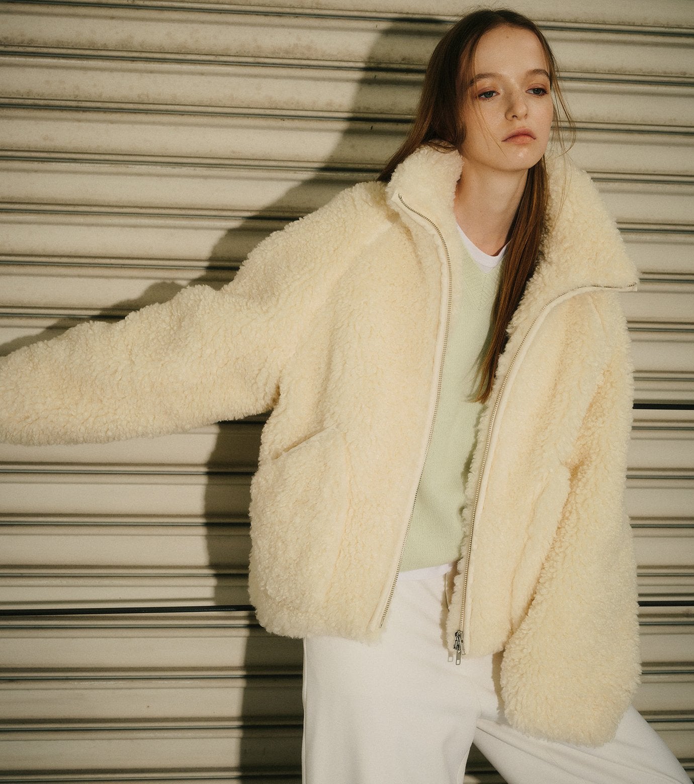 Faux Shearling Zip-Up Blouson