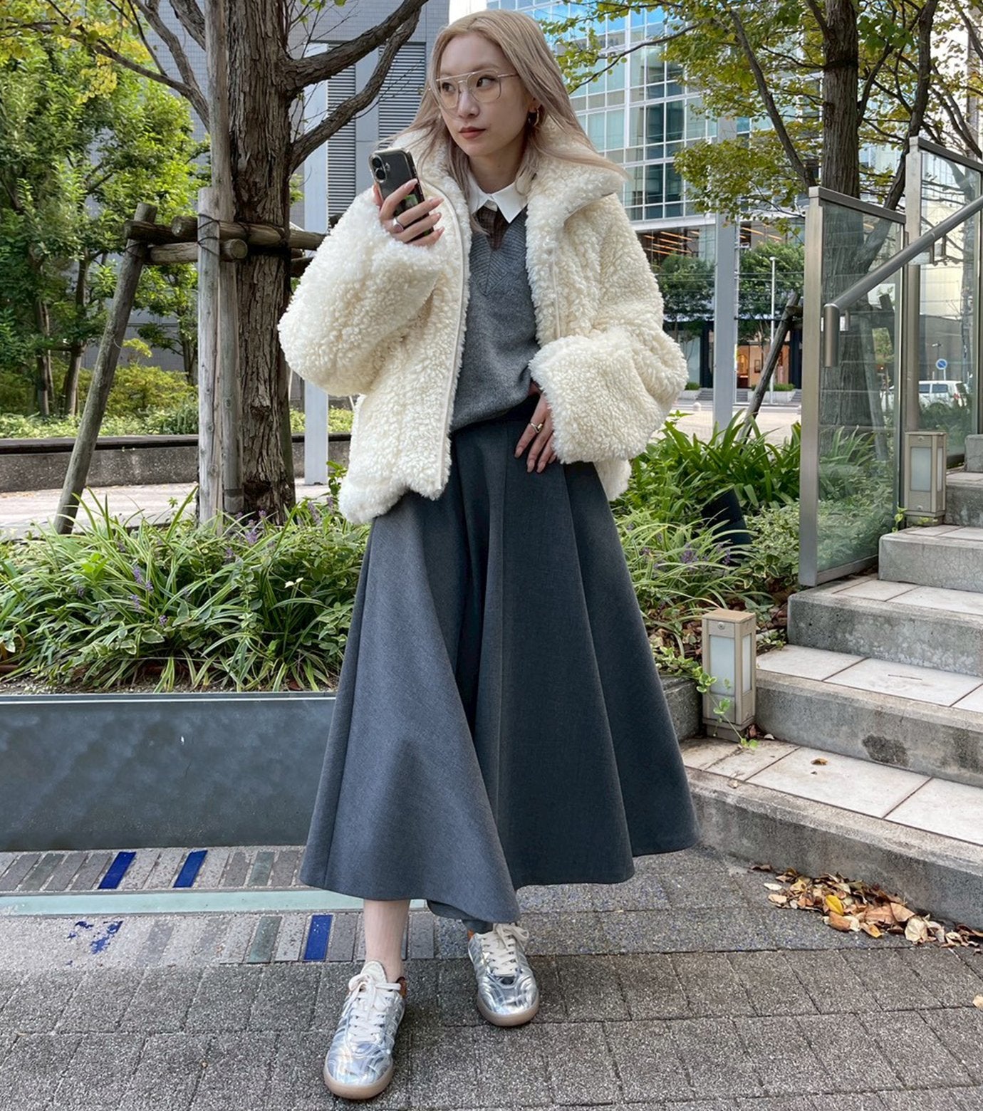 Faux Shearling Zip-Up Blouson