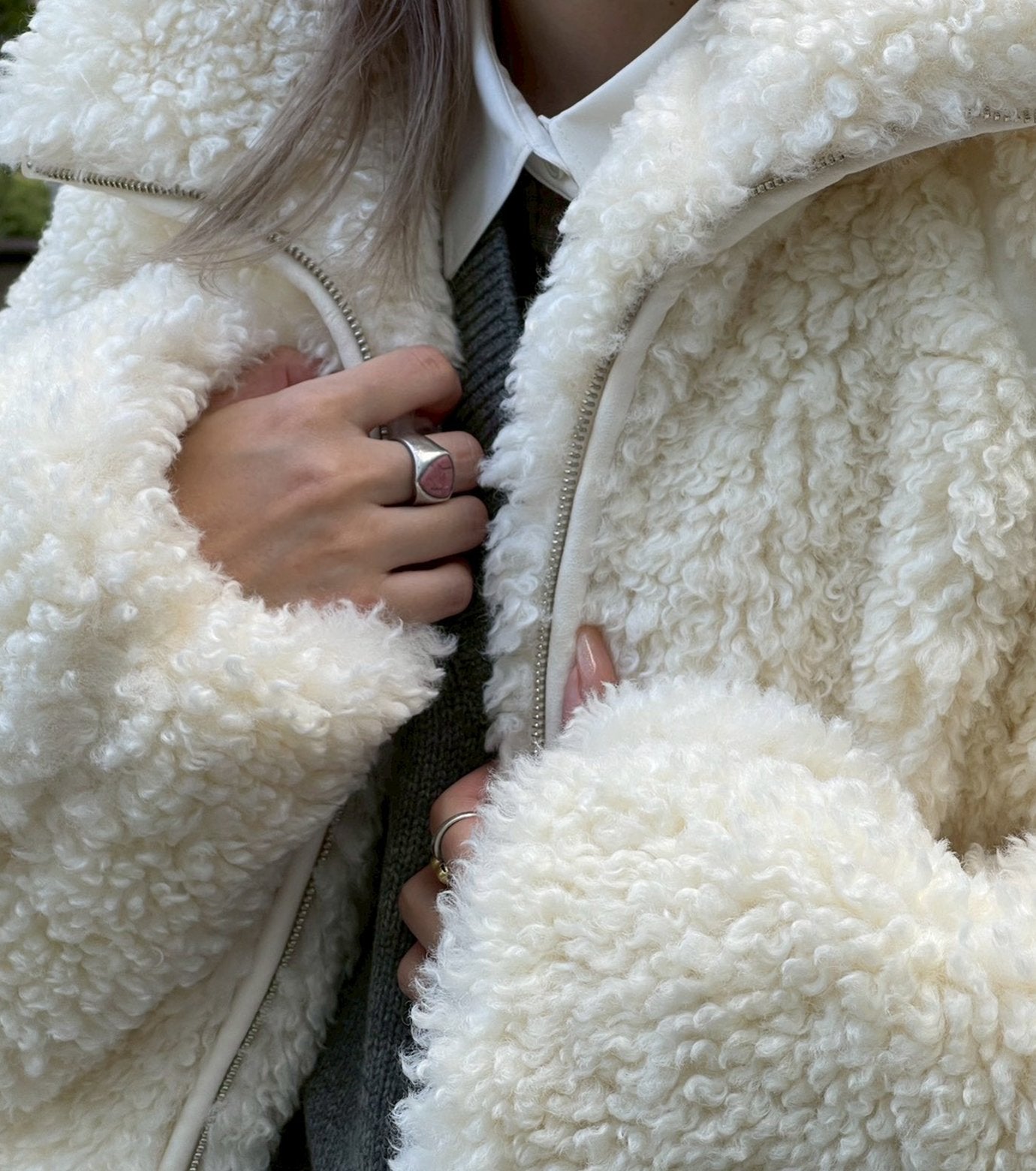 Faux Shearling Zip-Up Blouson