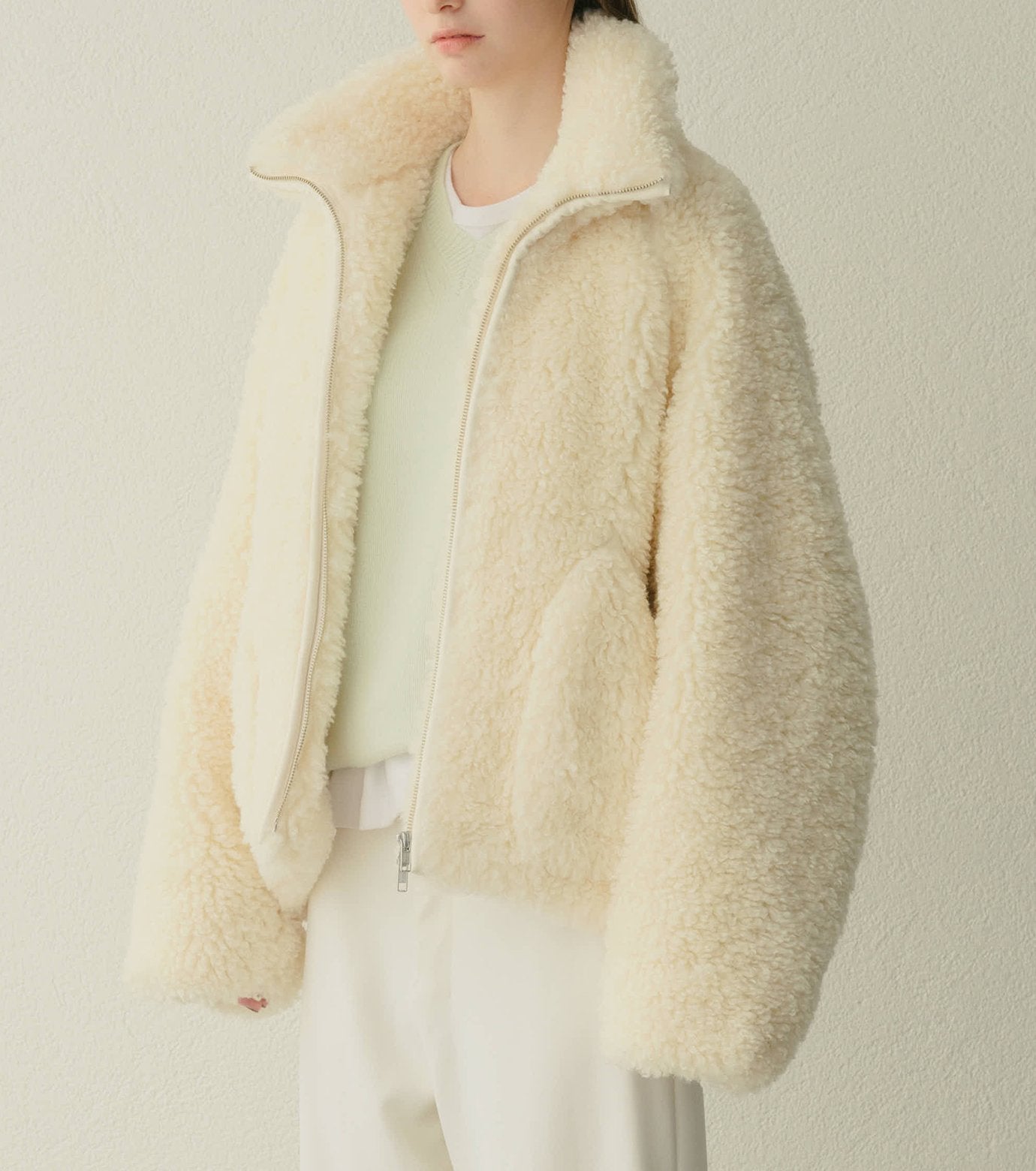 Faux Shearling Zip-Up Blouson