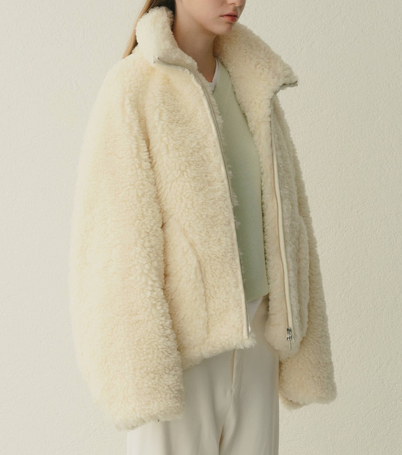 Faux Shearling Zip-Up Blouson