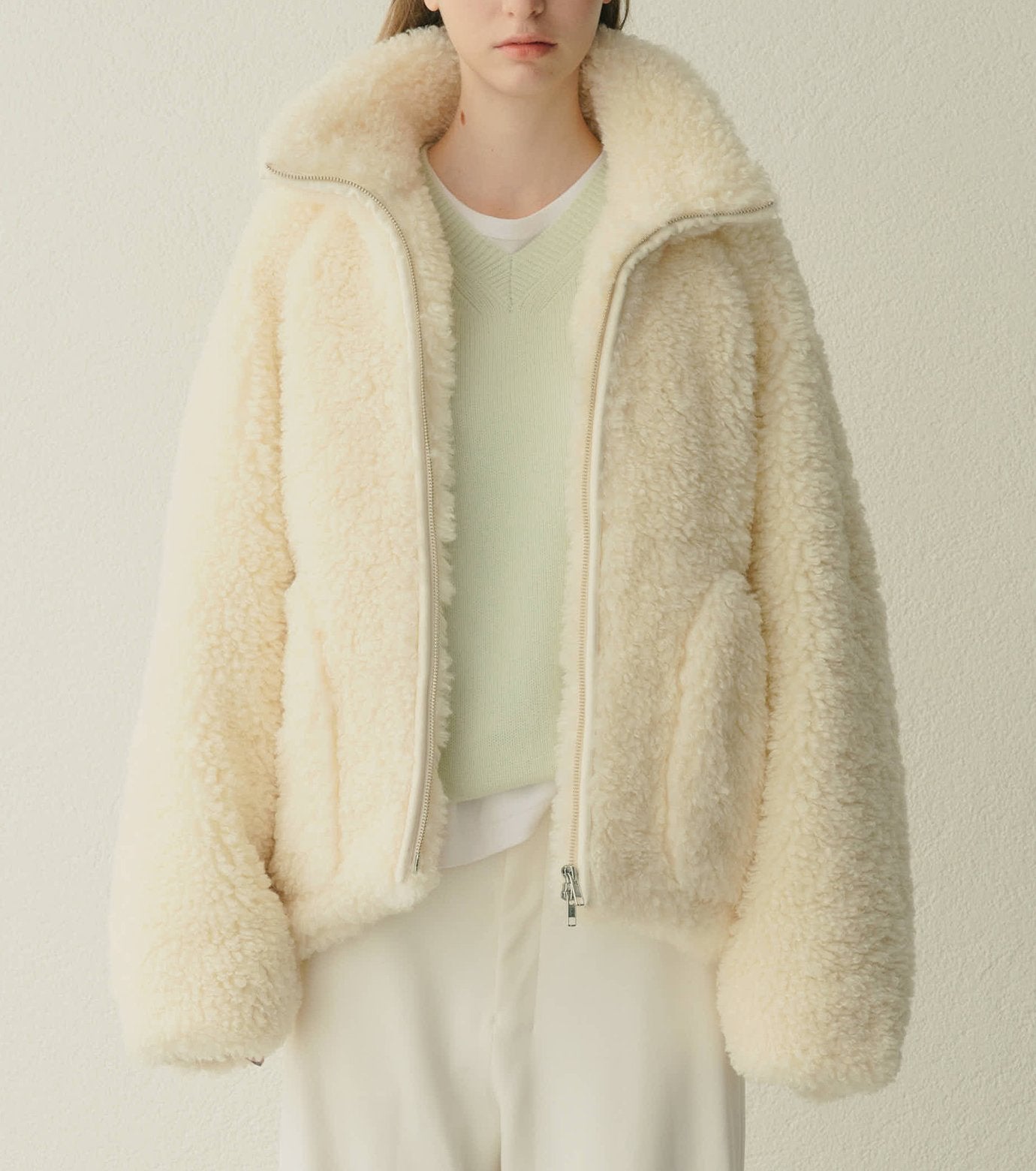 Faux Shearling Zip-Up Blouson