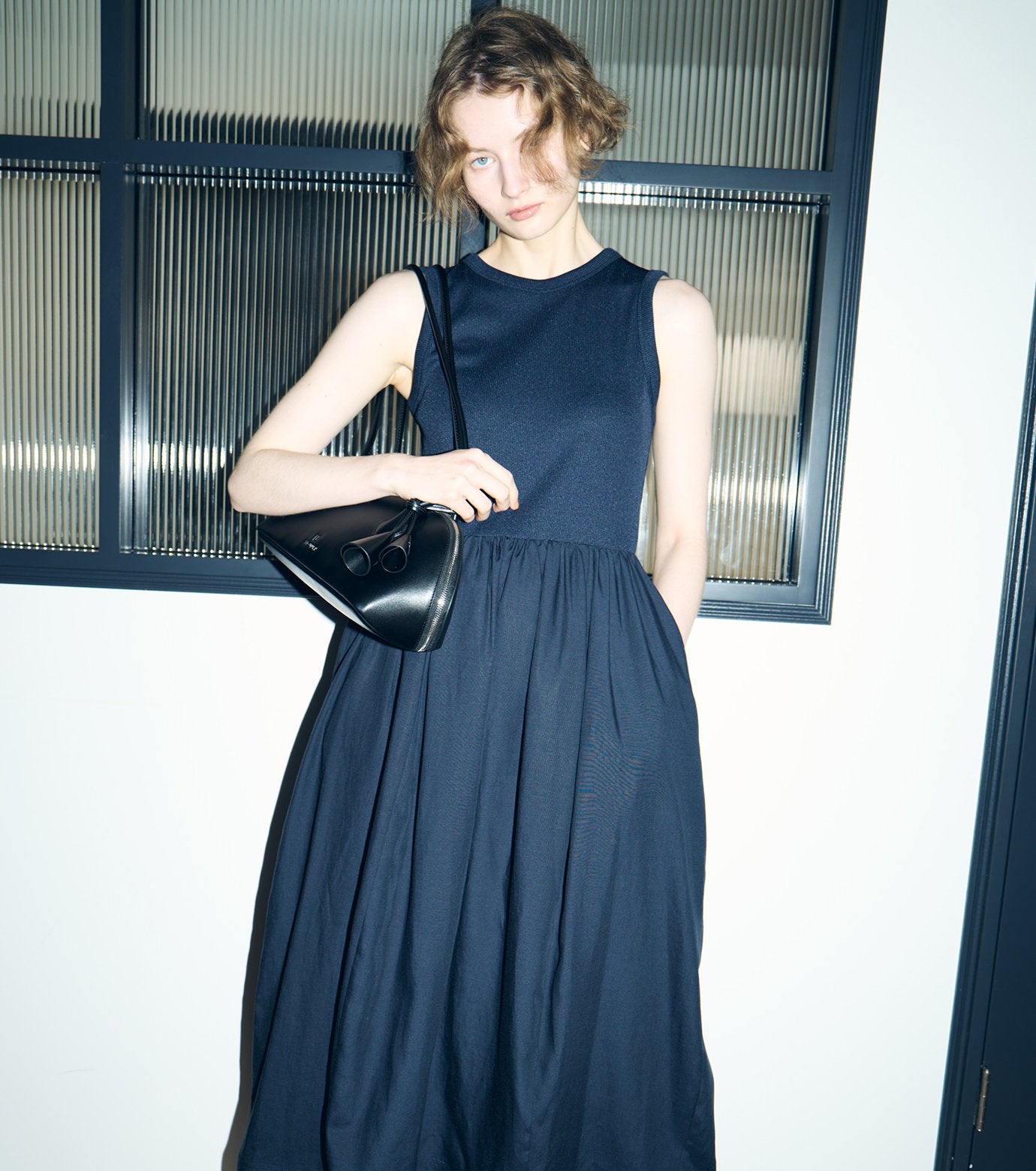 Bi-Material Fit and Flare Dress