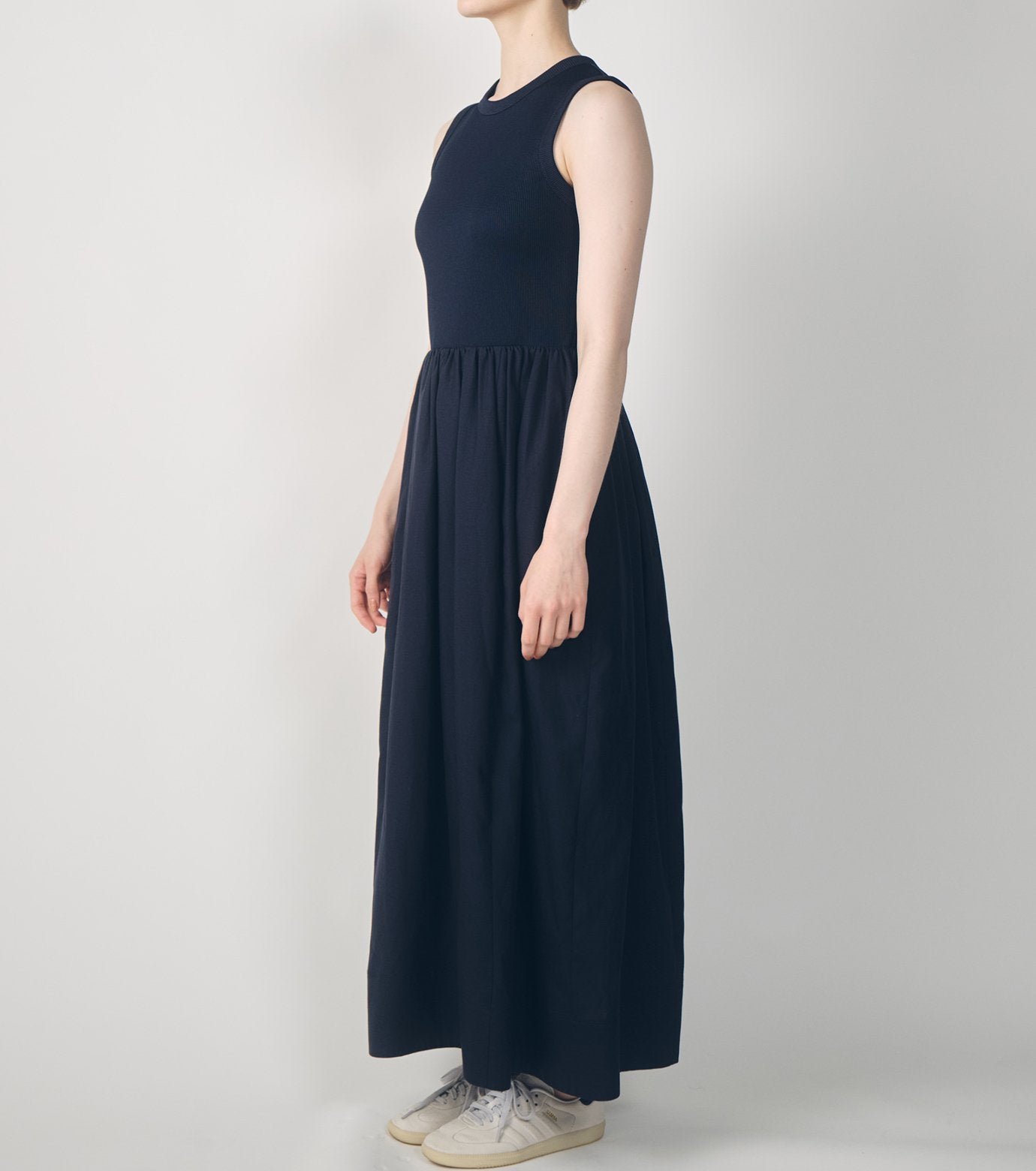 Bi-Material Fit and Flare Dress