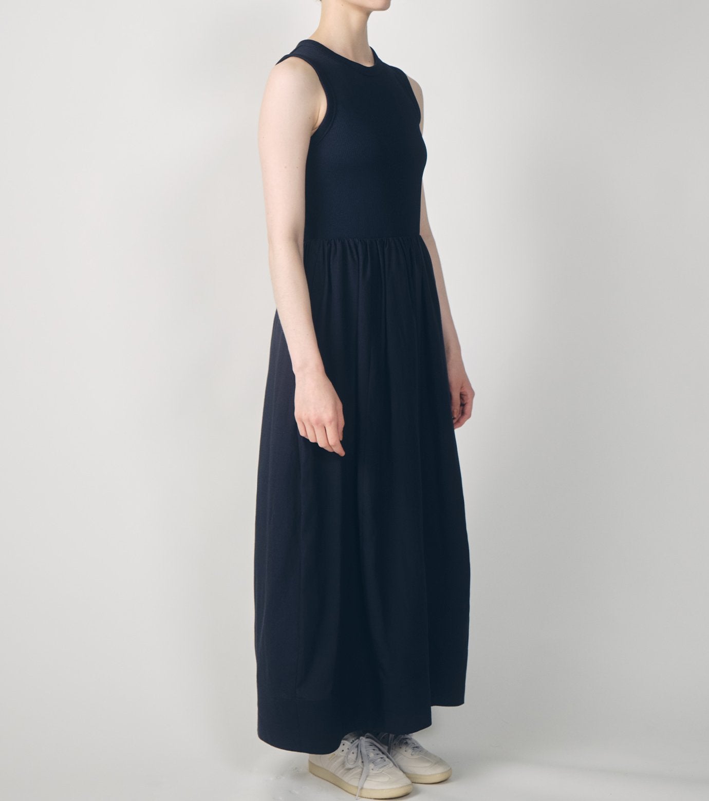 Bi-Material Fit and Flare Dress