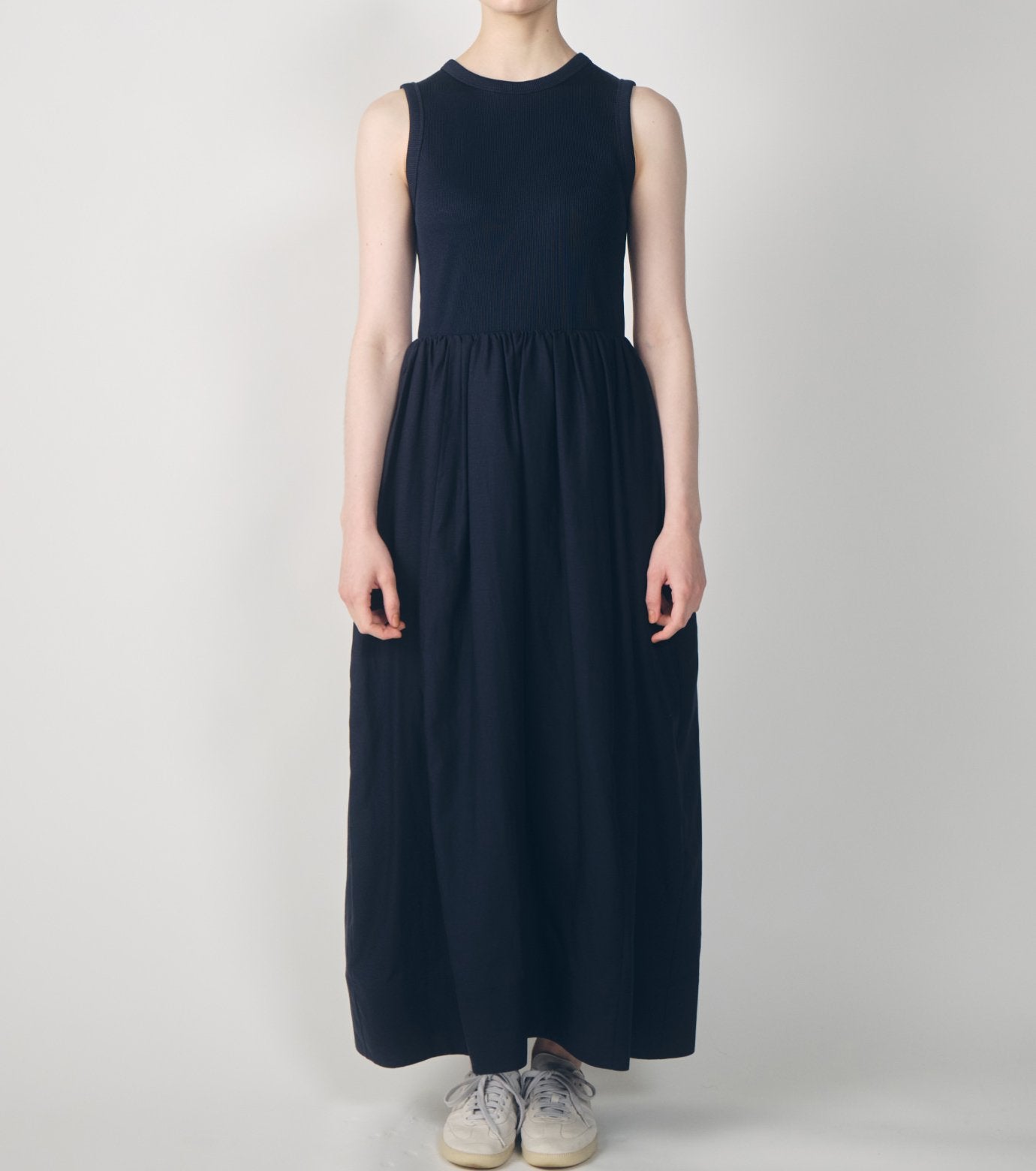 Bi-Material Fit and Flare Dress