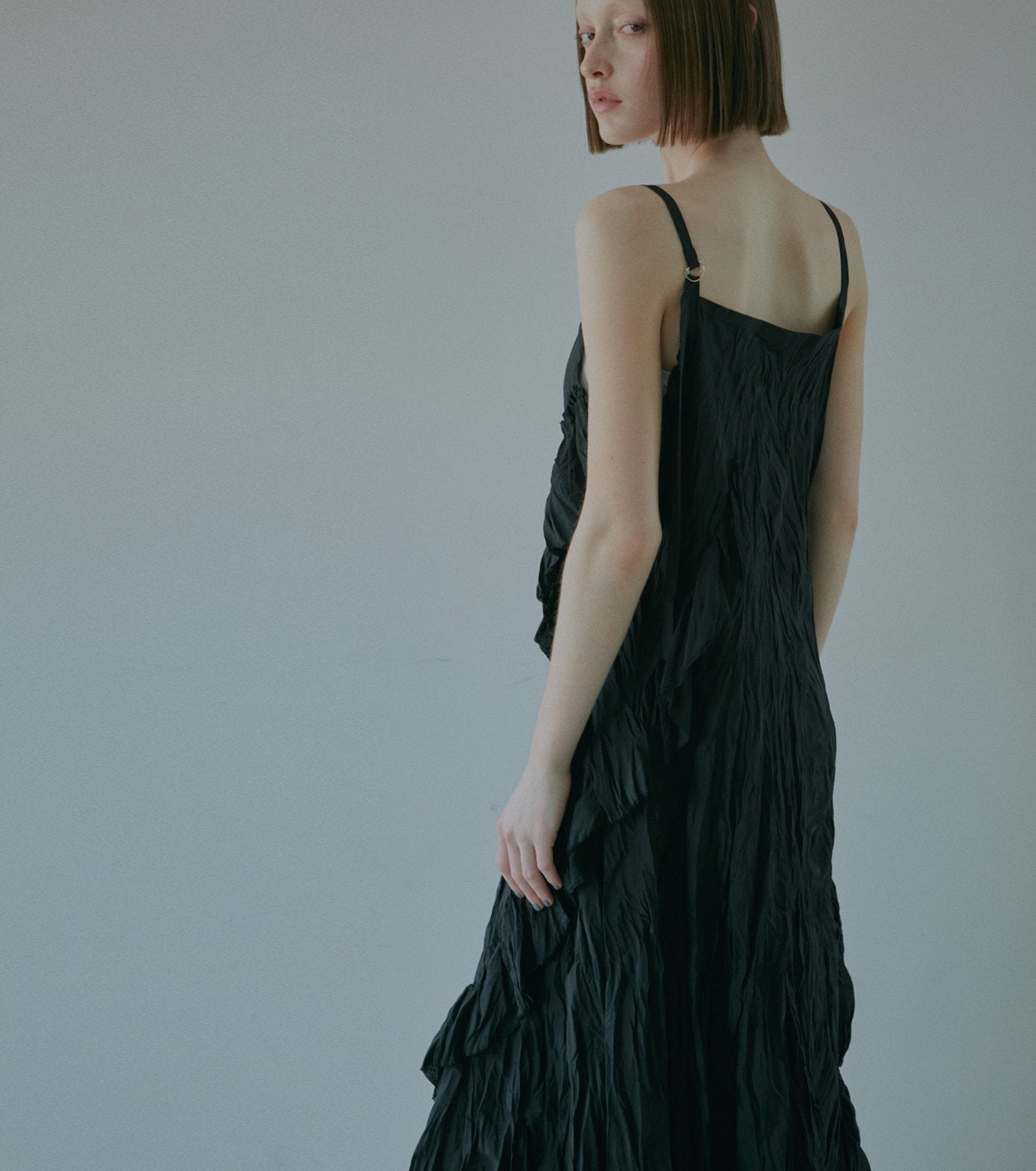 Crinckled Ruffle Cami Dress