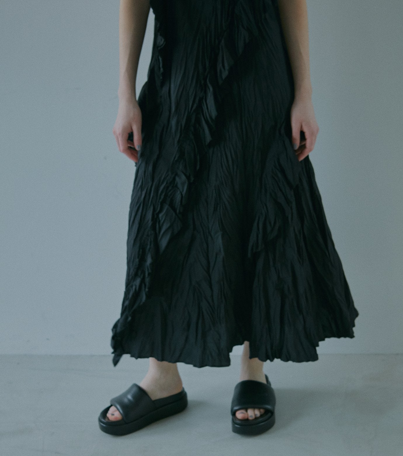 Crinckled Ruffle Cami Dress