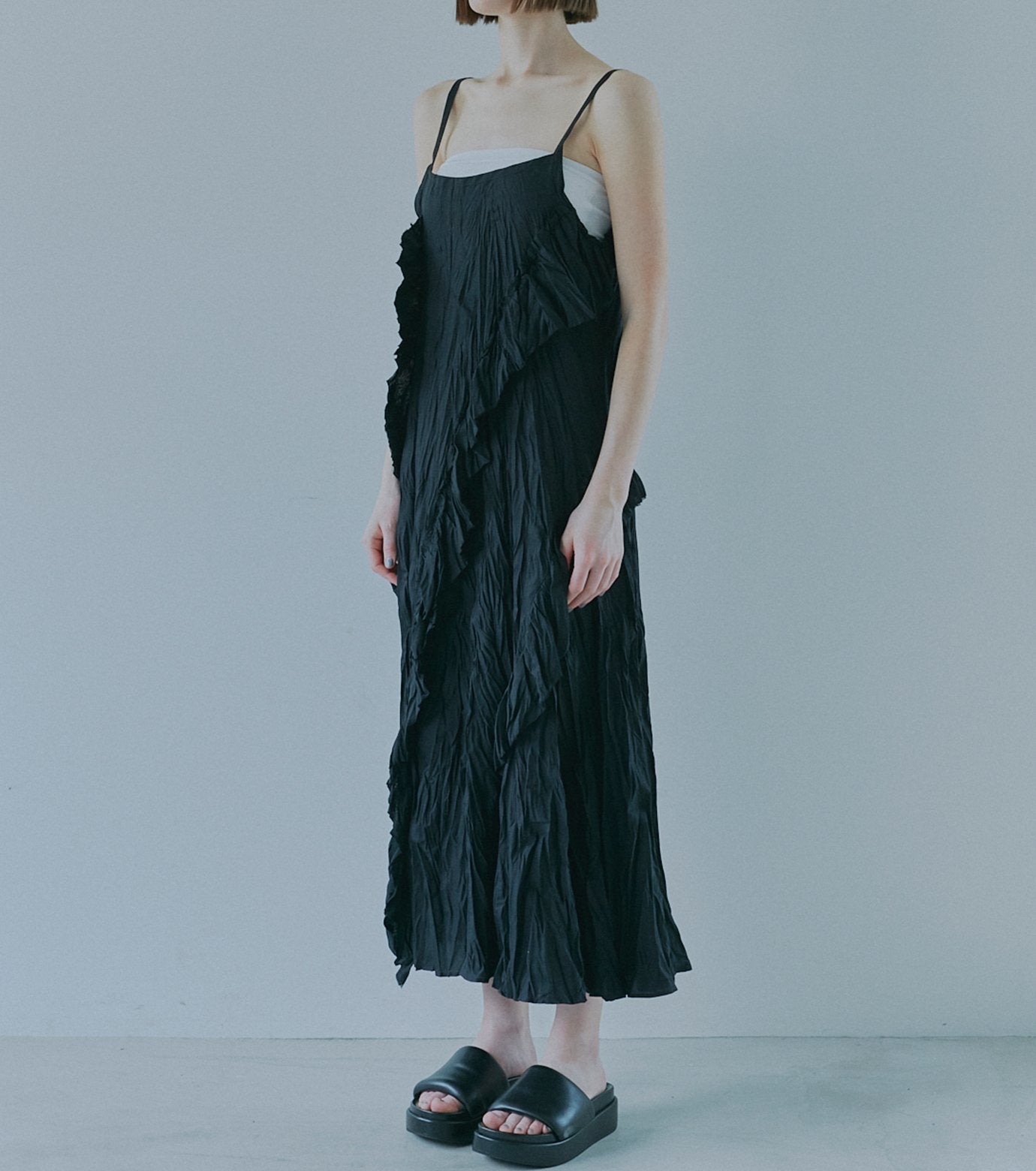 Crinckled Ruffle Cami Dress