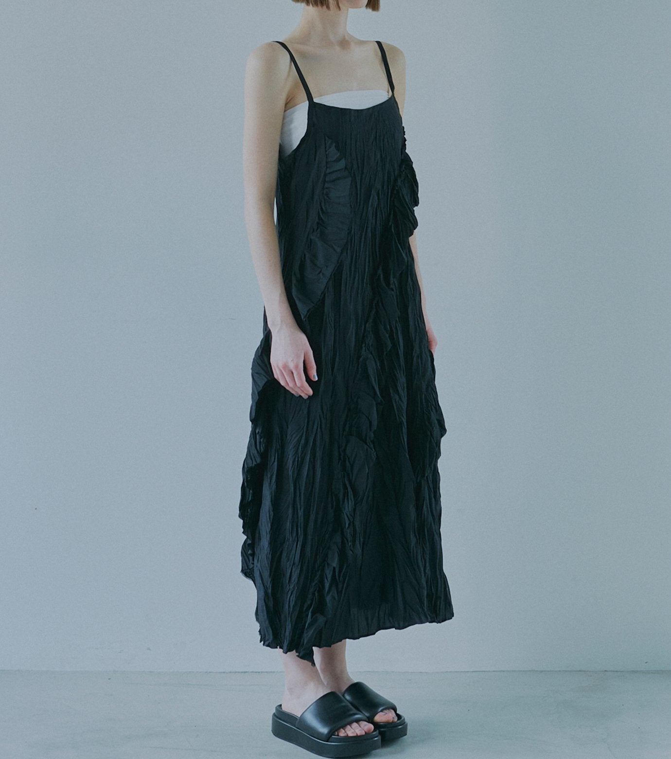 Crinckled Ruffle Cami Dress