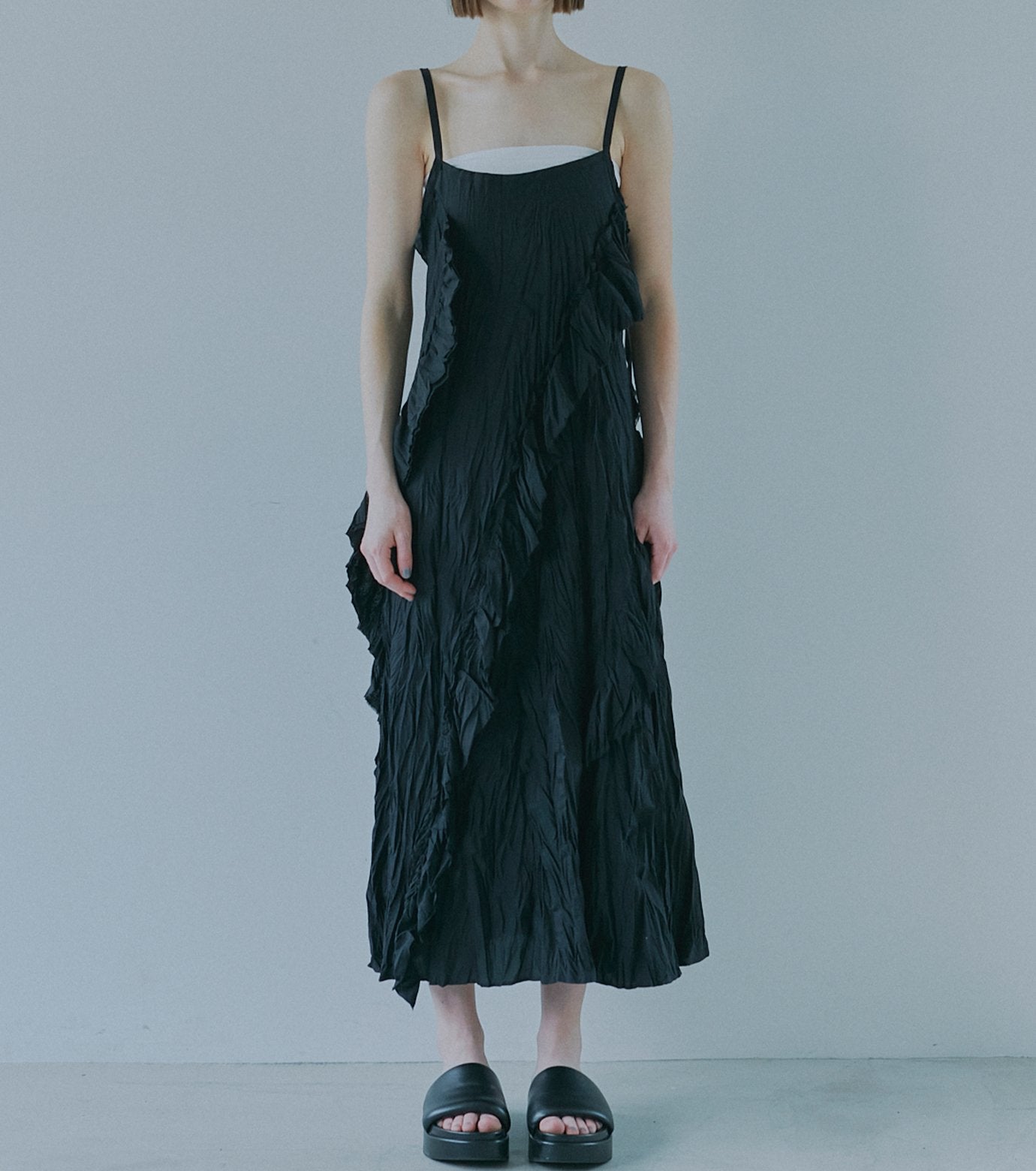 Crinckled Ruffle Cami Dress