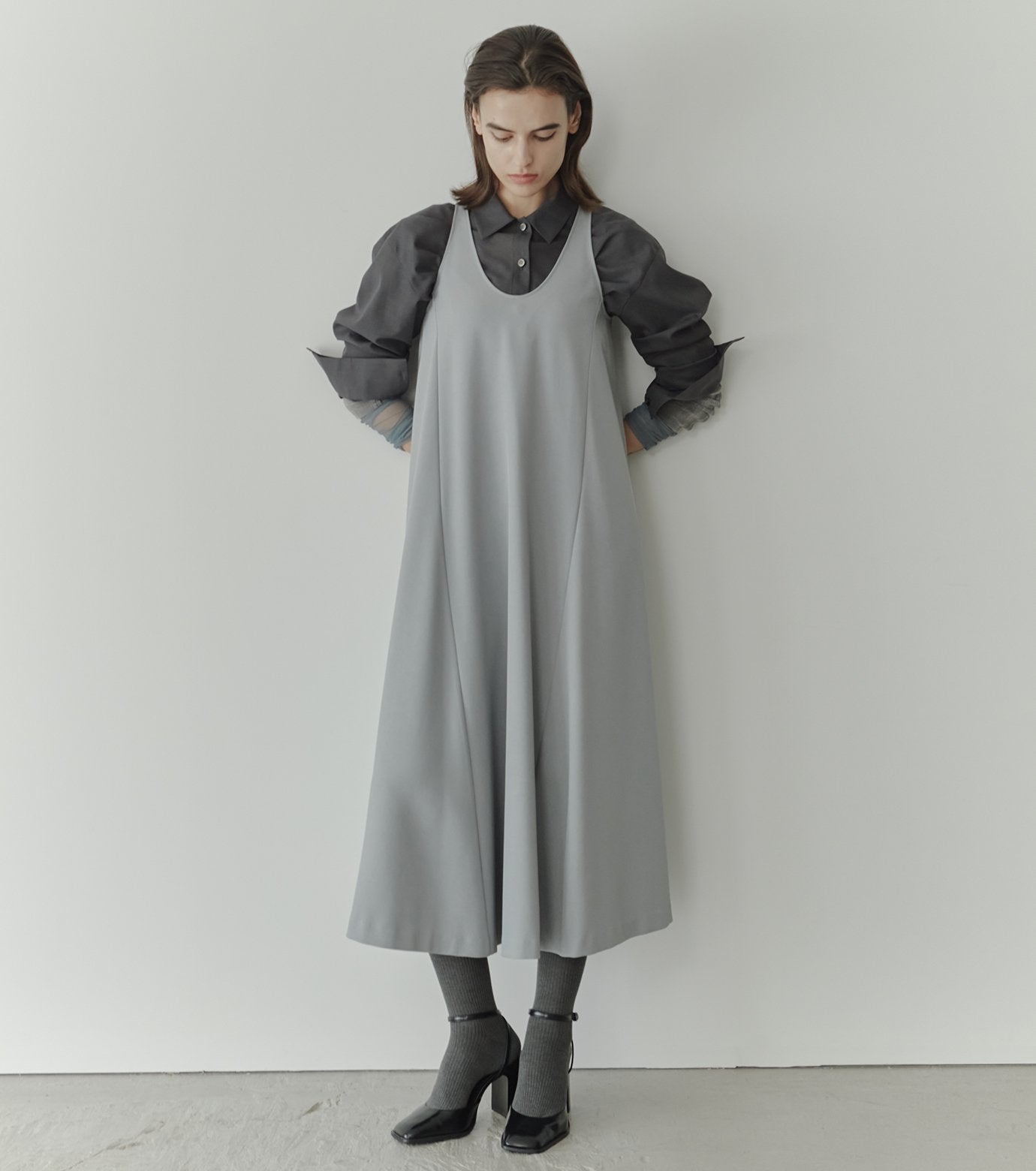 Sleeveless Twill A-line Dress