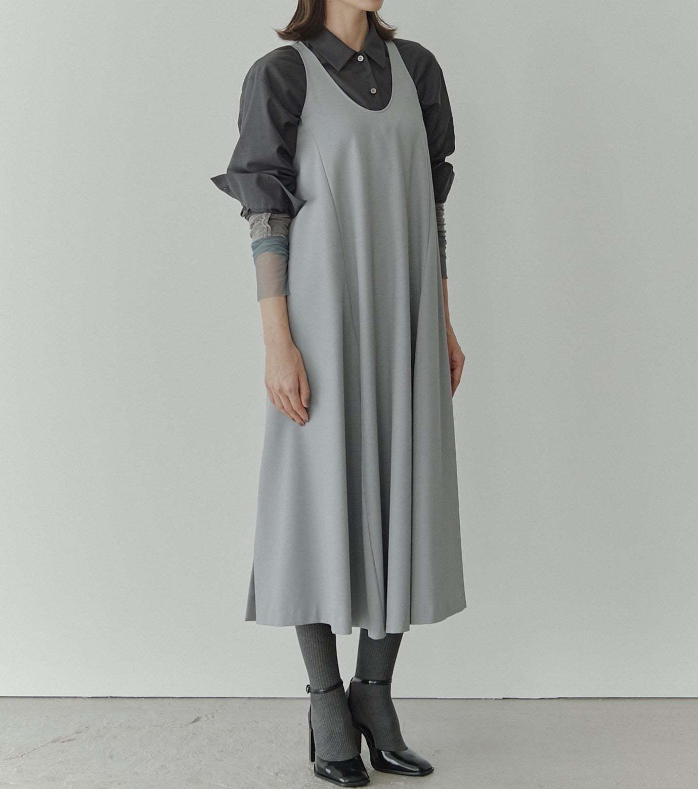 Sleeveless Twill A-line Dress