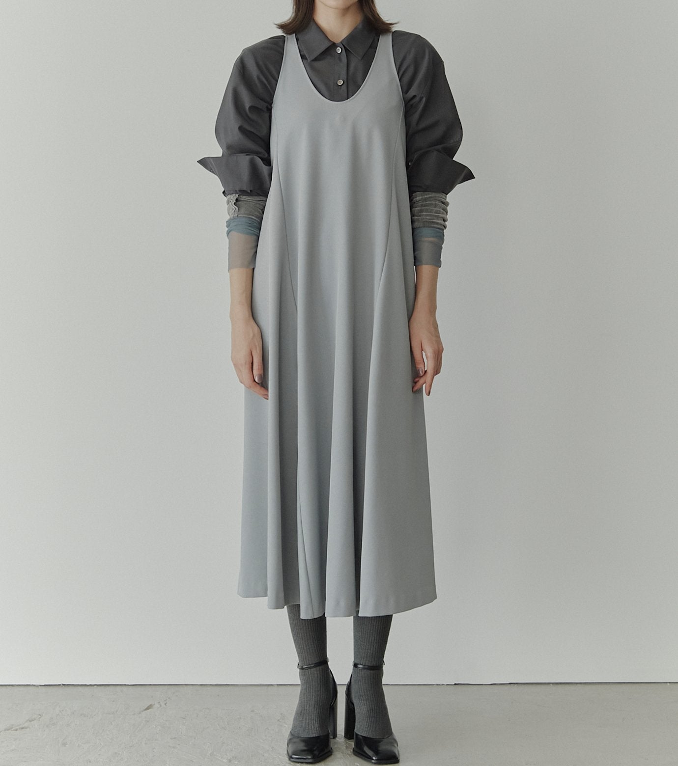 Sleeveless Twill A-line Dress