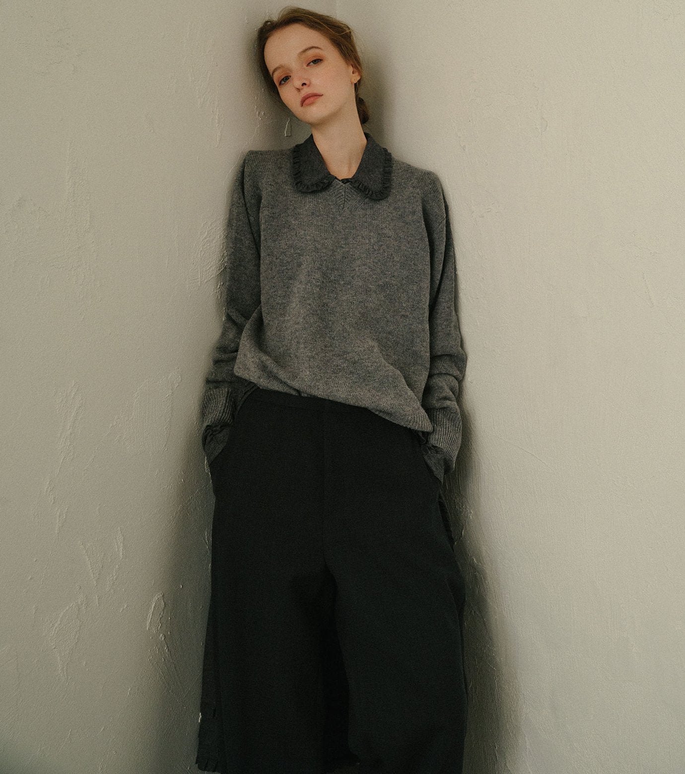 Jersey Shirt Dress w/Frilled Details