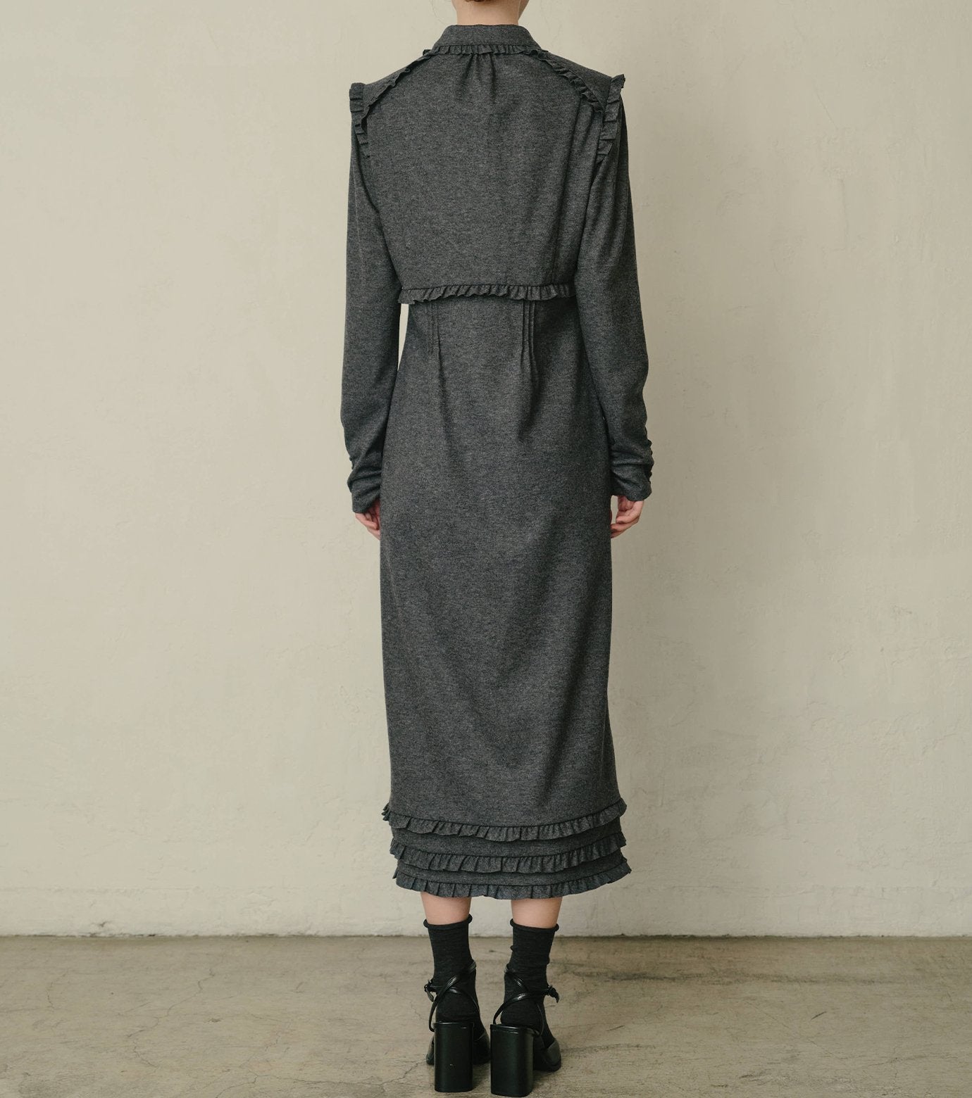 Jersey Shirt Dress w/Frilled Details