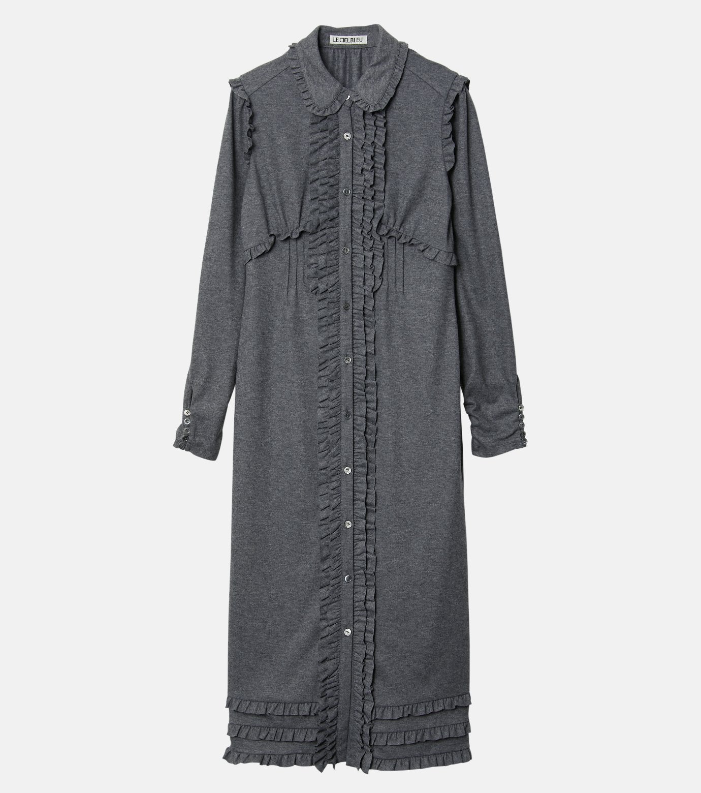 Jersey Shirt Dress w/Frilled Details