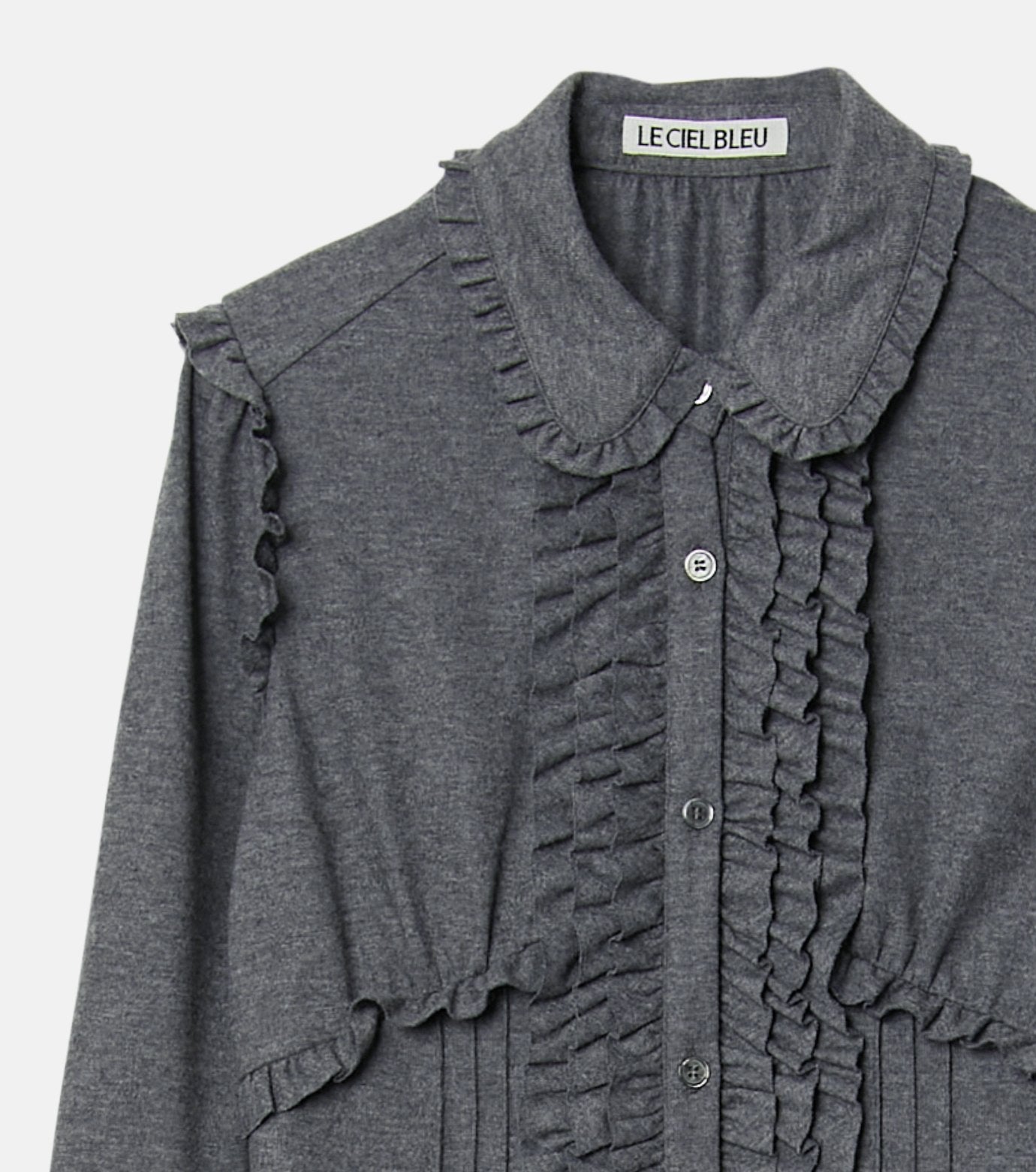 Jersey Shirt Dress w/Frilled Details