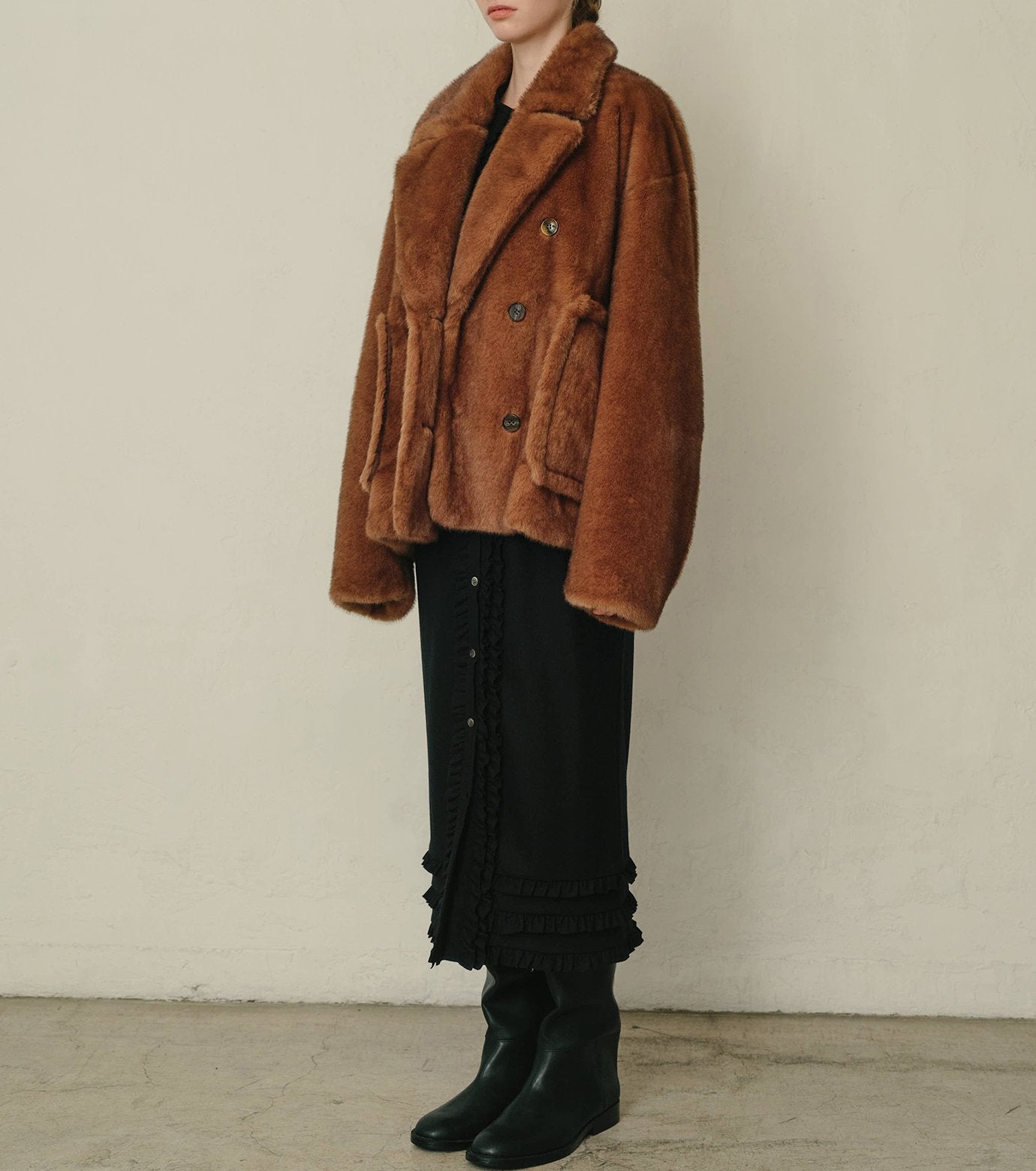 Jersey Shirt Dress w/Frilled Details