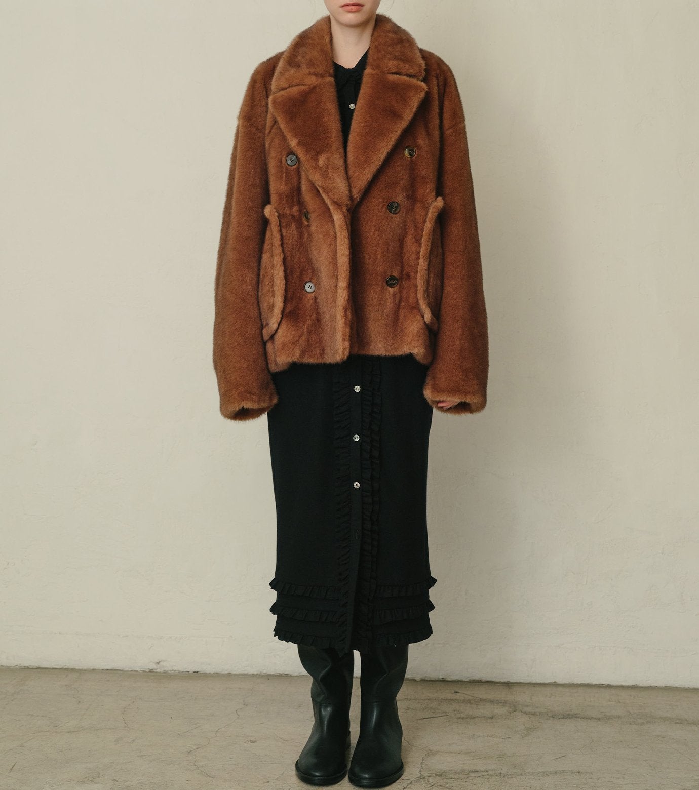 Jersey Shirt Dress w/Frilled Details