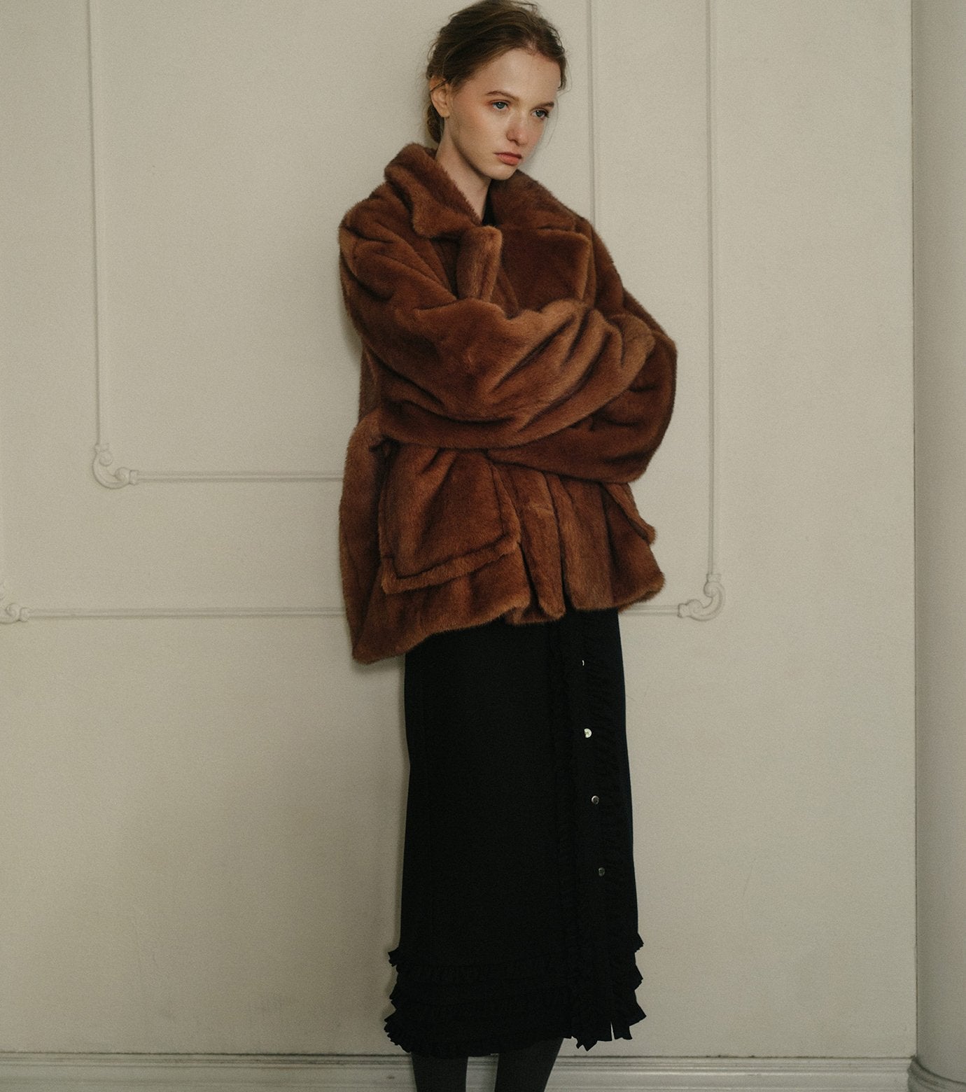 Jersey Shirt Dress w/Frilled Details