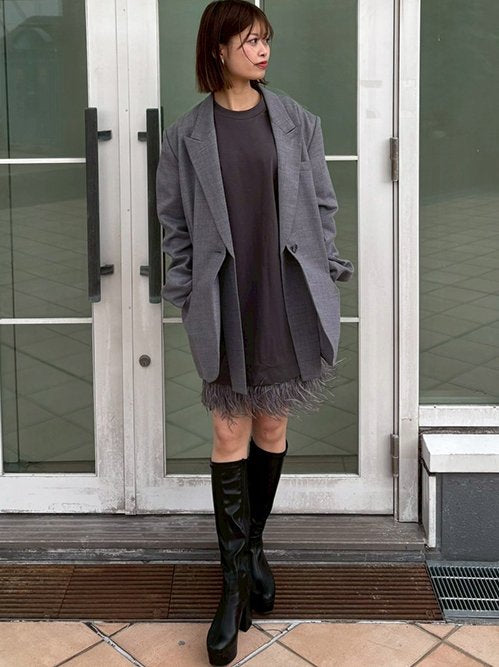 Jersey Dress w/Feather Hem