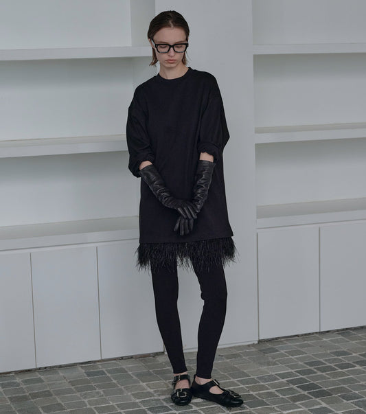 Jersey Dress w/Feather Hem