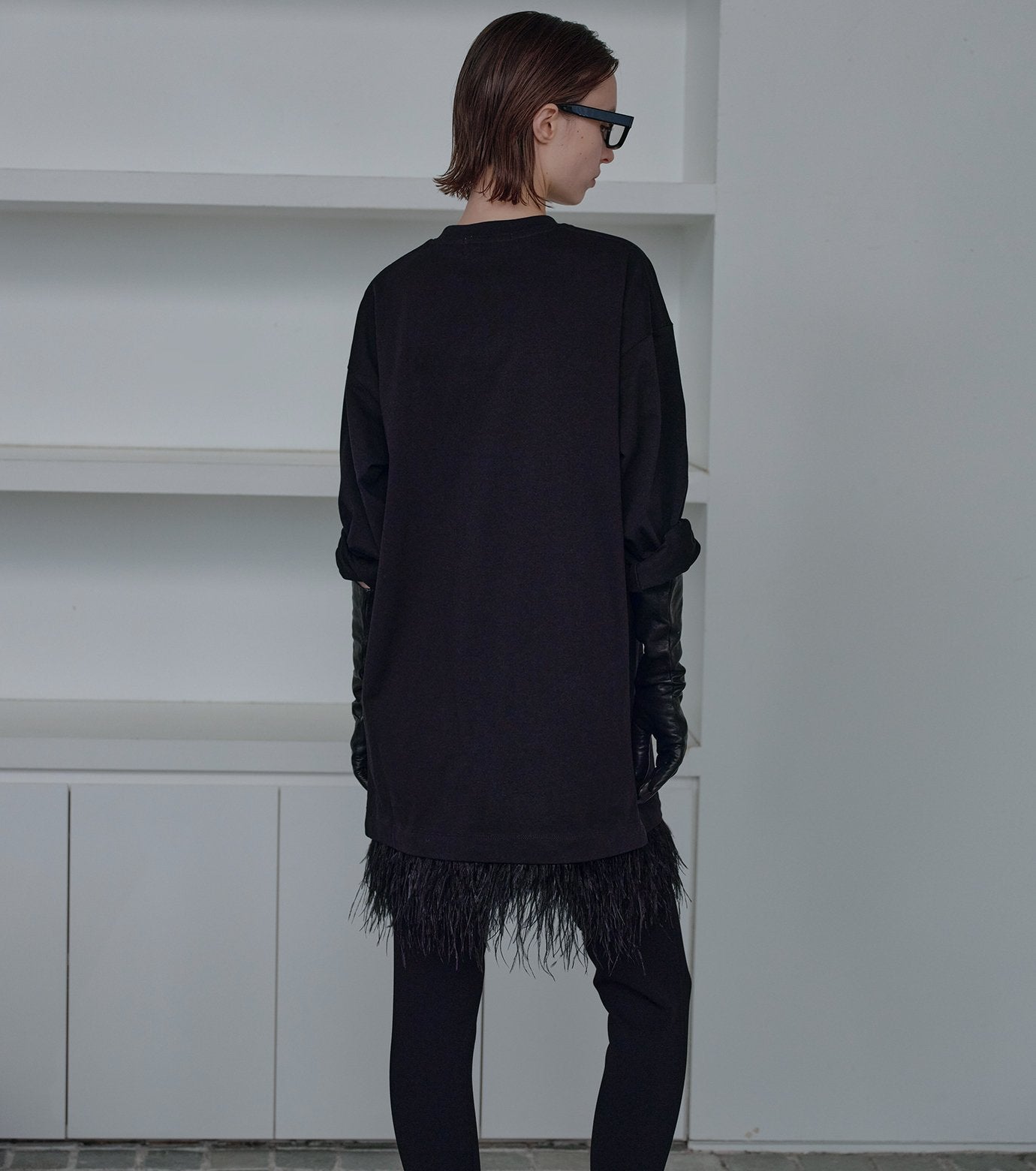 Jersey Dress w/Feather Hem