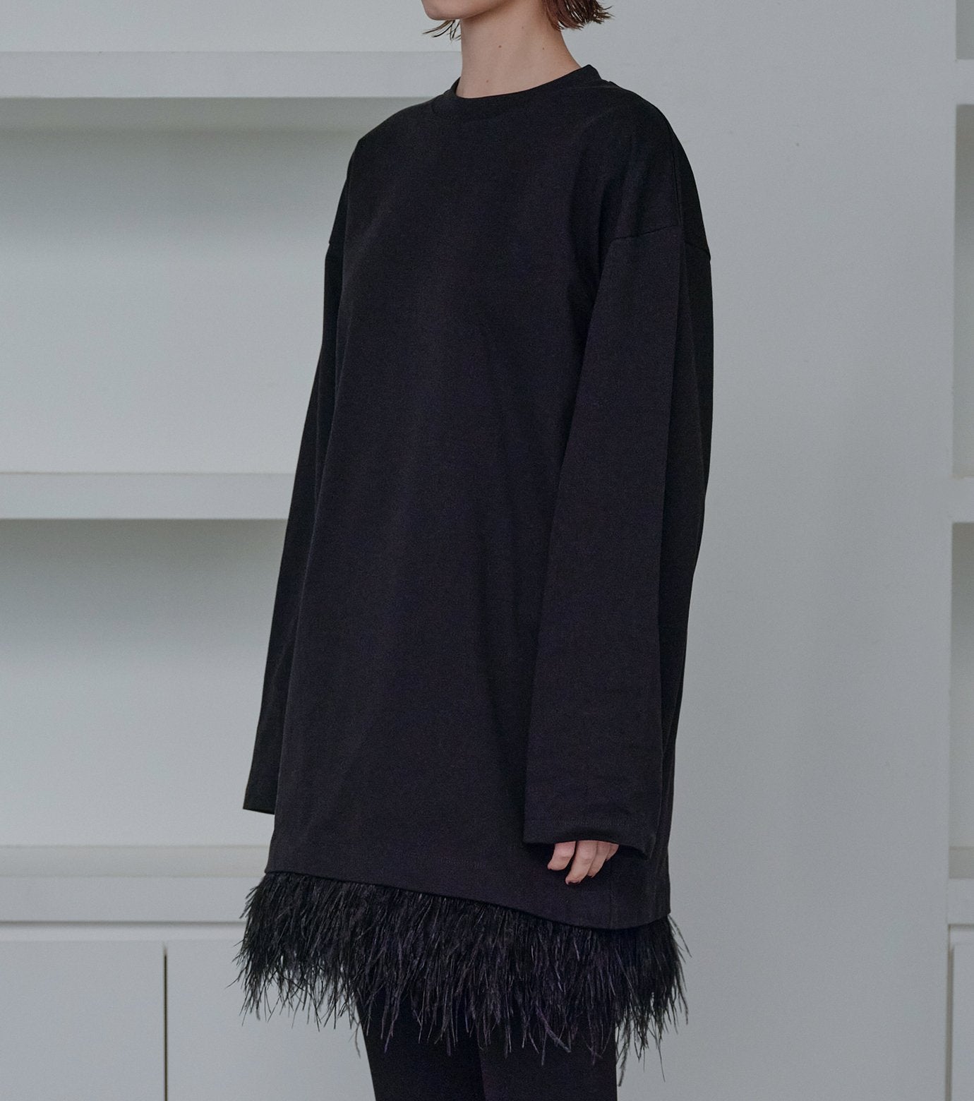 Jersey Dress w/Feather Hem