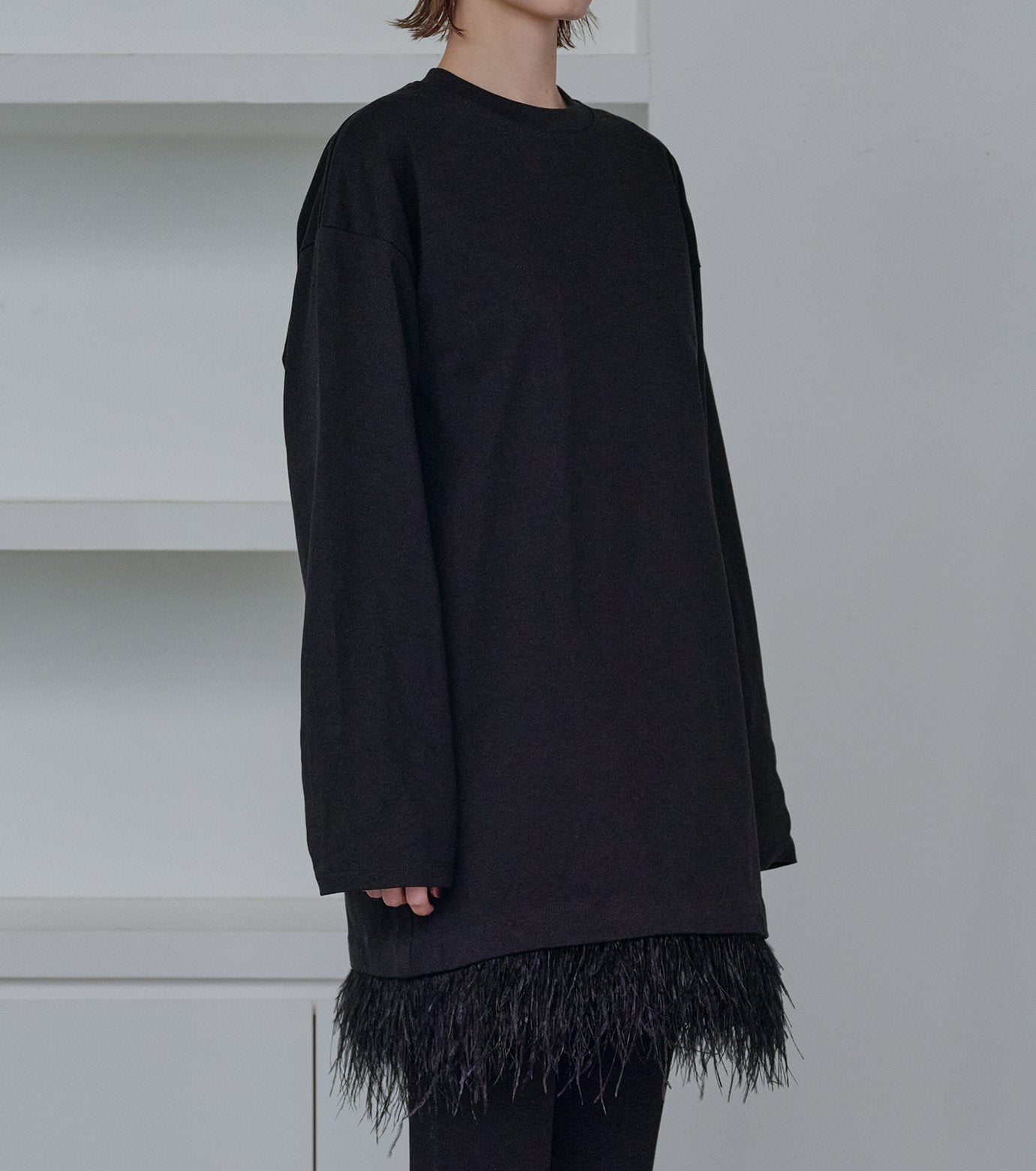 Jersey Dress w/Feather Hem