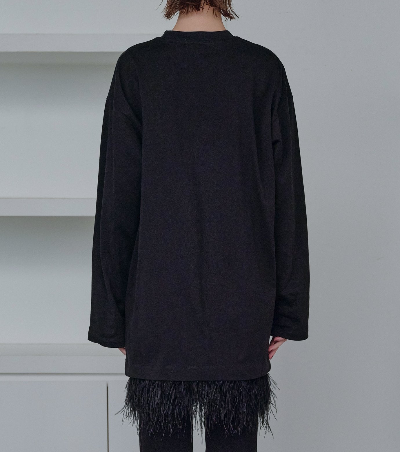 Jersey Dress w/Feather Hem