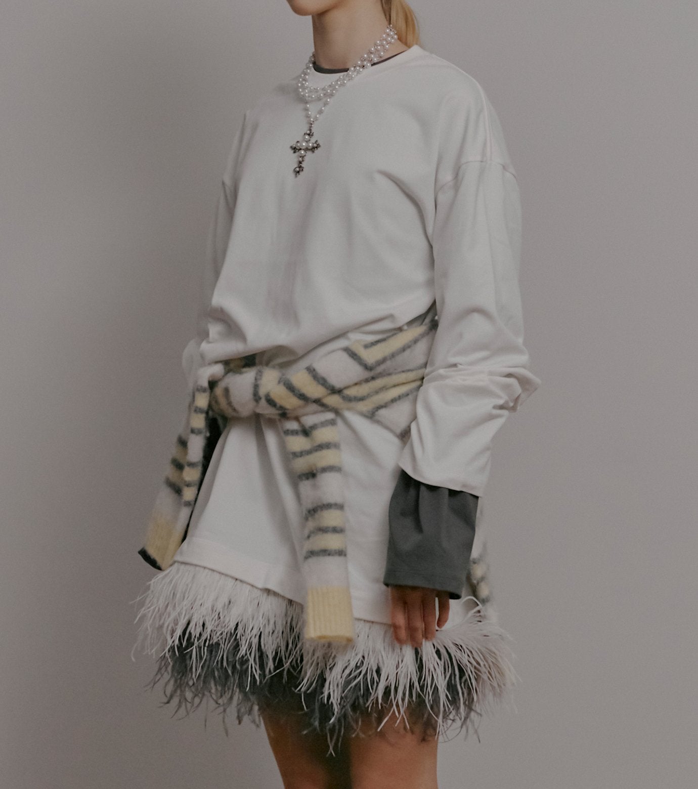 Jersey Dress w/Feather Hem