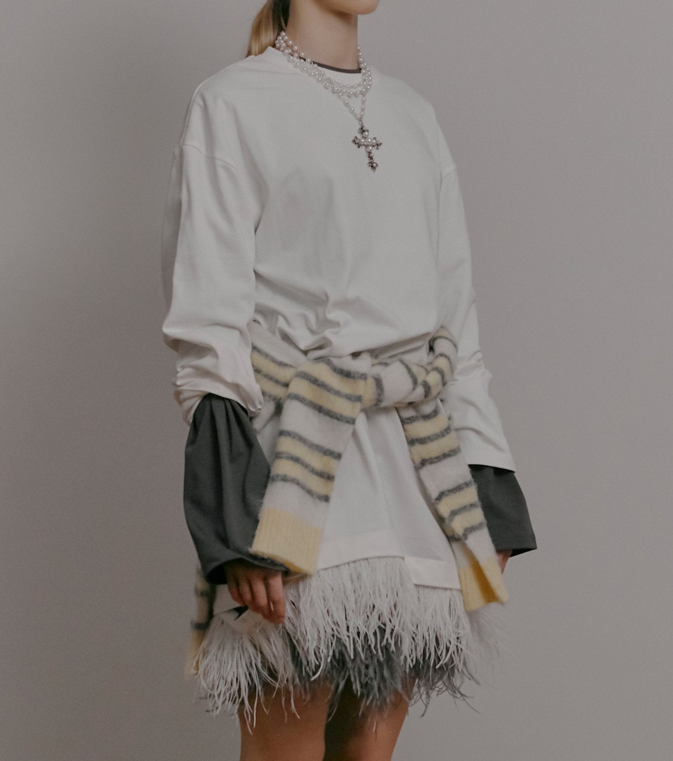 Jersey Dress w/Feather Hem