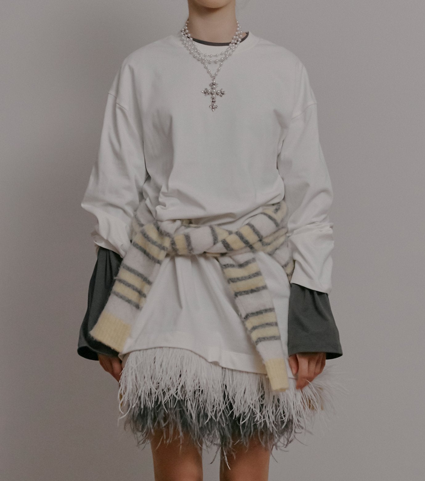 Jersey Dress w/Feather Hem