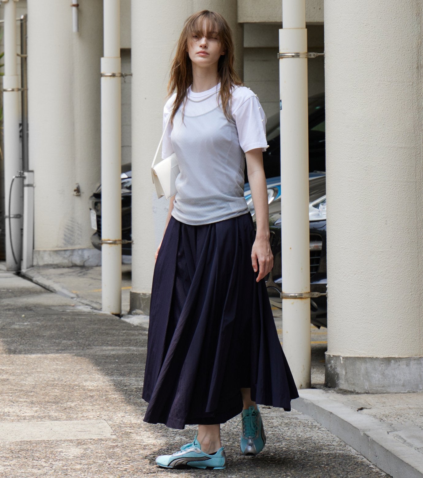 Taffeta Midi Skirt